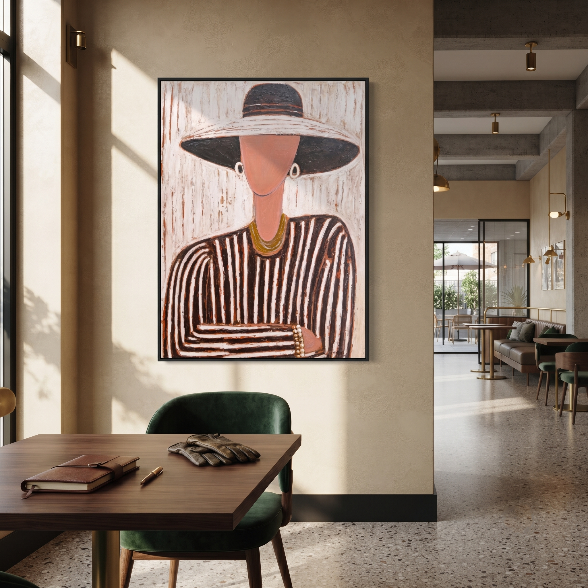 Black Brim Holds Coral styled with neutral modern furnishings