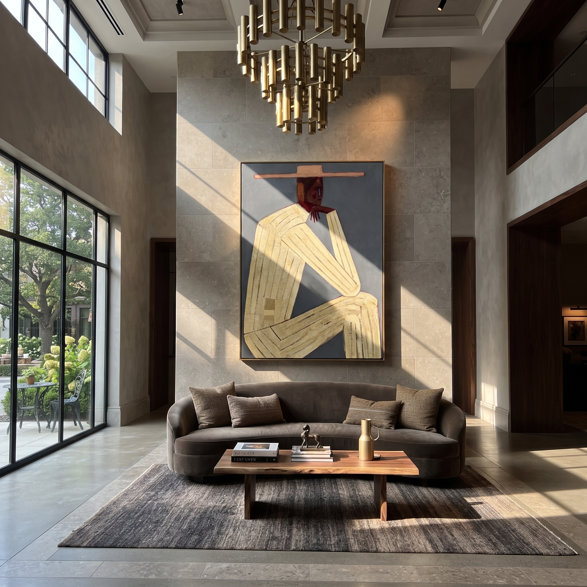 Cream Angles Bend Gray presented above a contemporary console