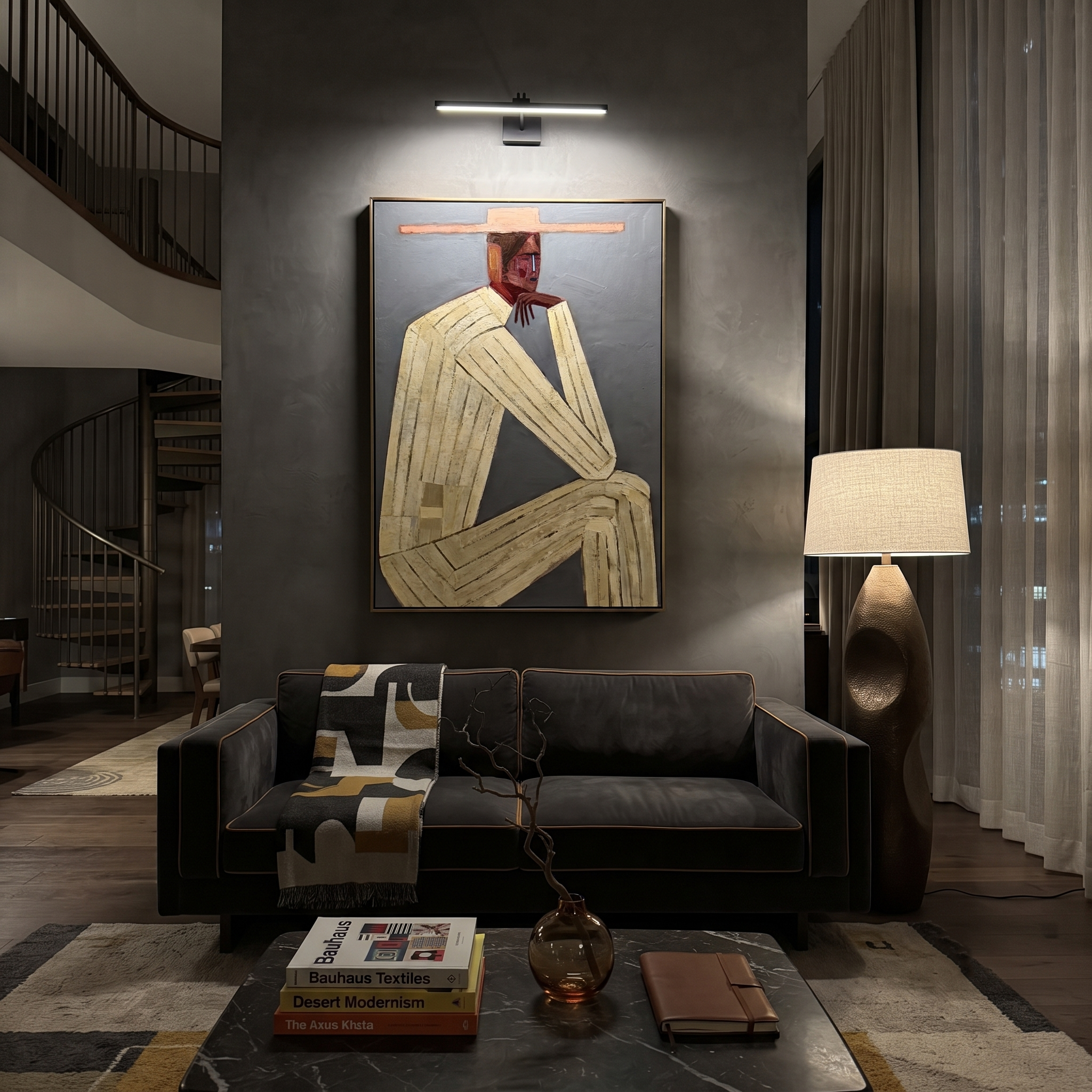 Cream Angles Bend Gray styled in a layered residential interior