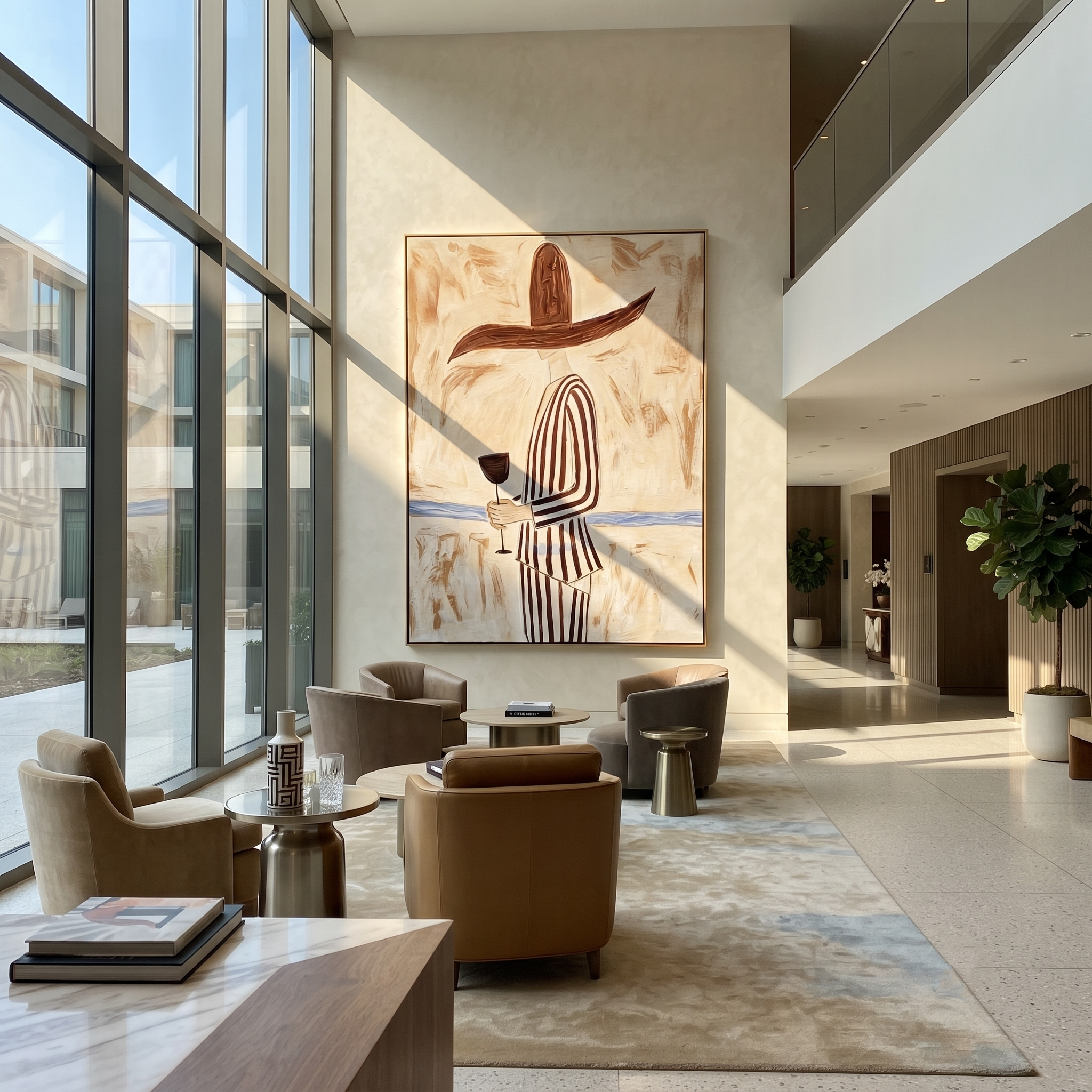 Brown Brim Holds Wine displayed in a warm contemporary interior
