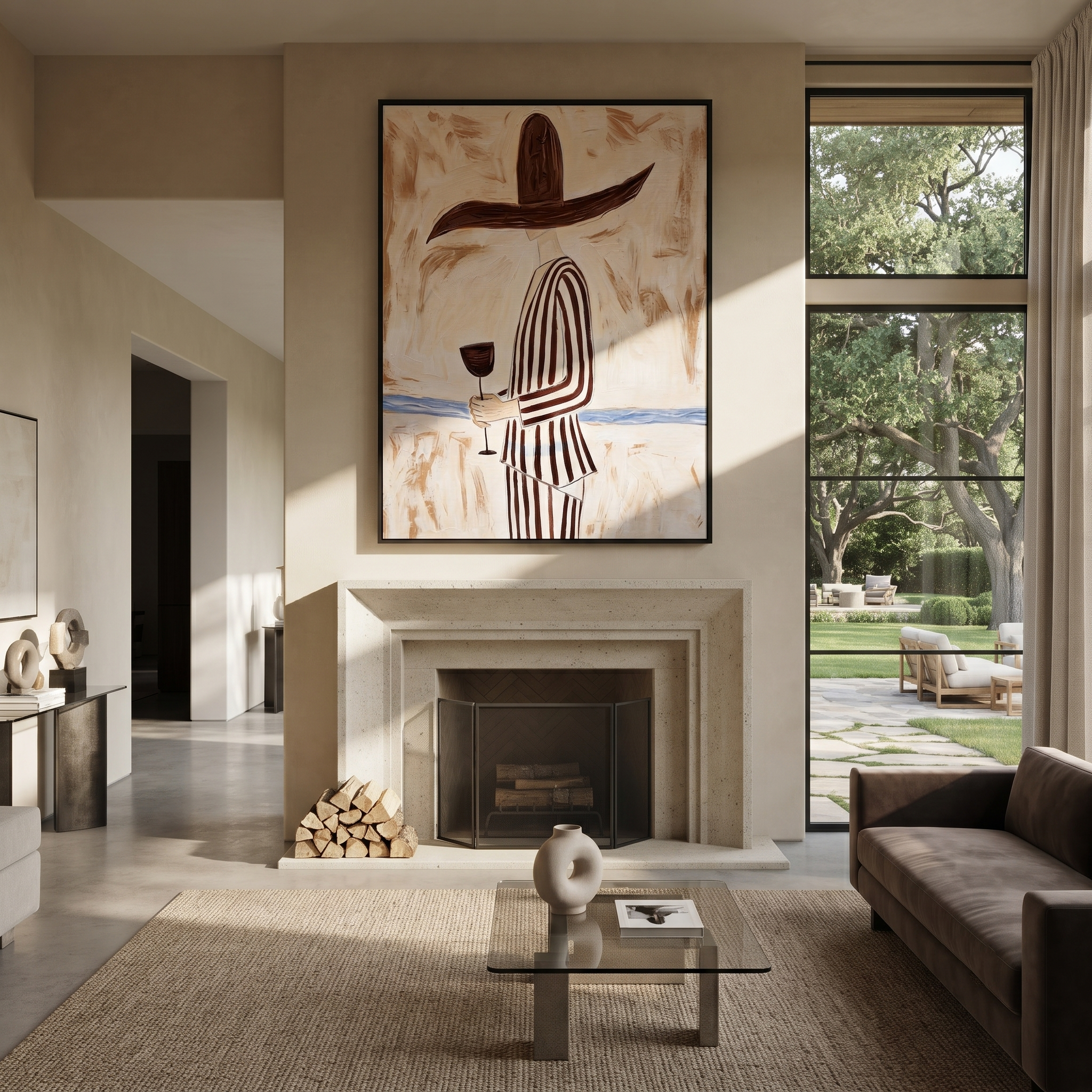 Brown Brim Holds Wine displayed as a modern room focal point