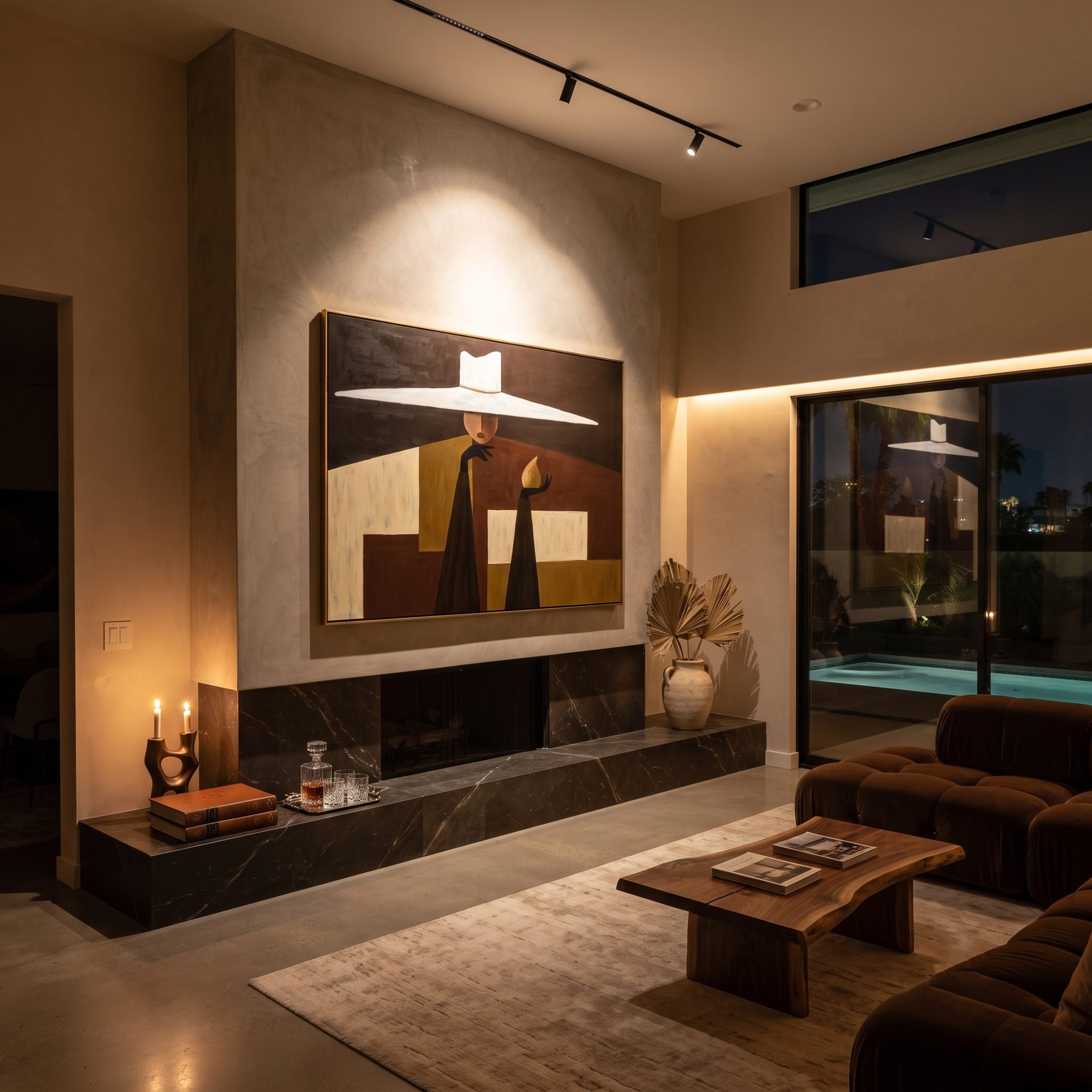 White Brim Carries Flame styled in a layered residential interior