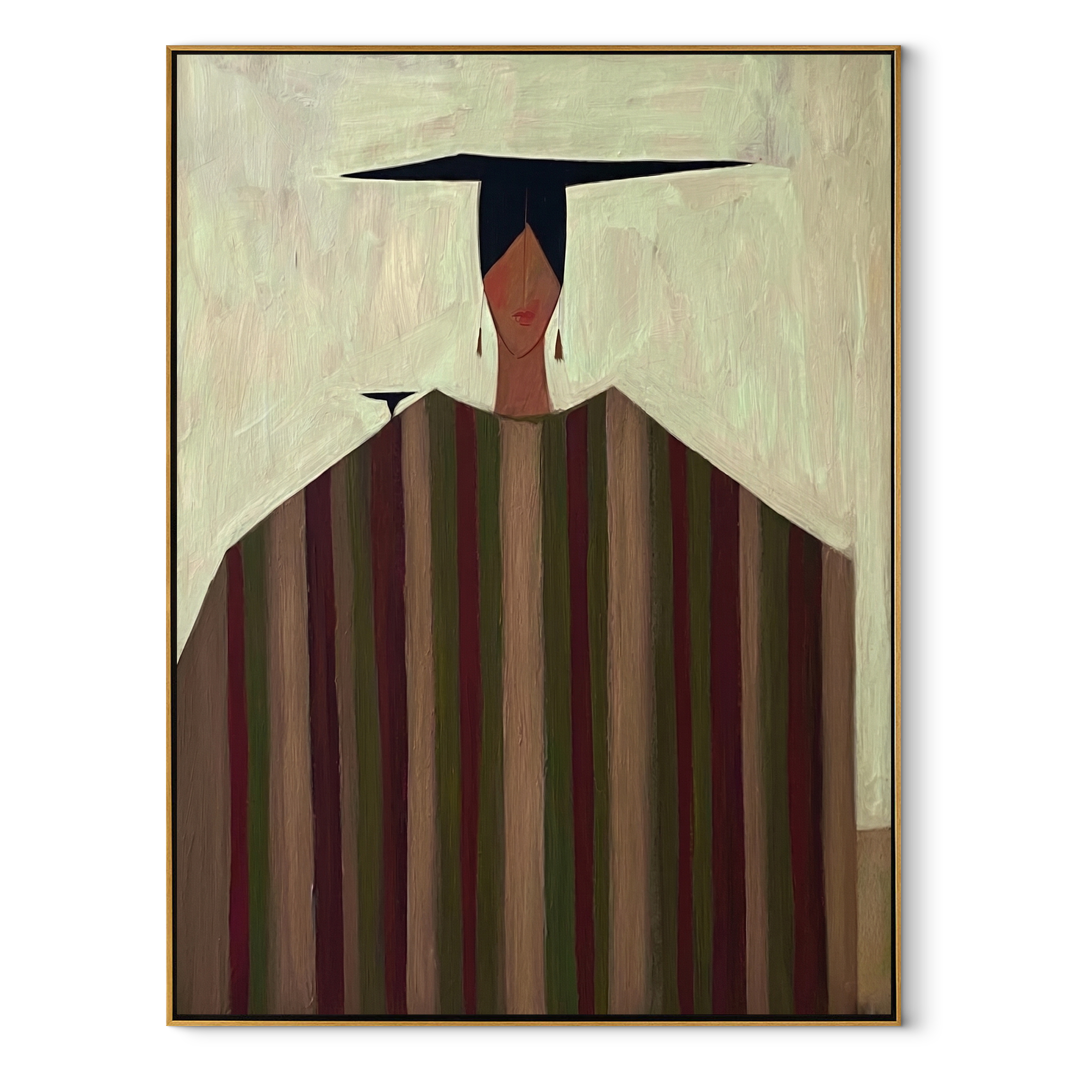 Dark Horizon Keeps Order abstract figurative textured painting, vertical canvas artwork