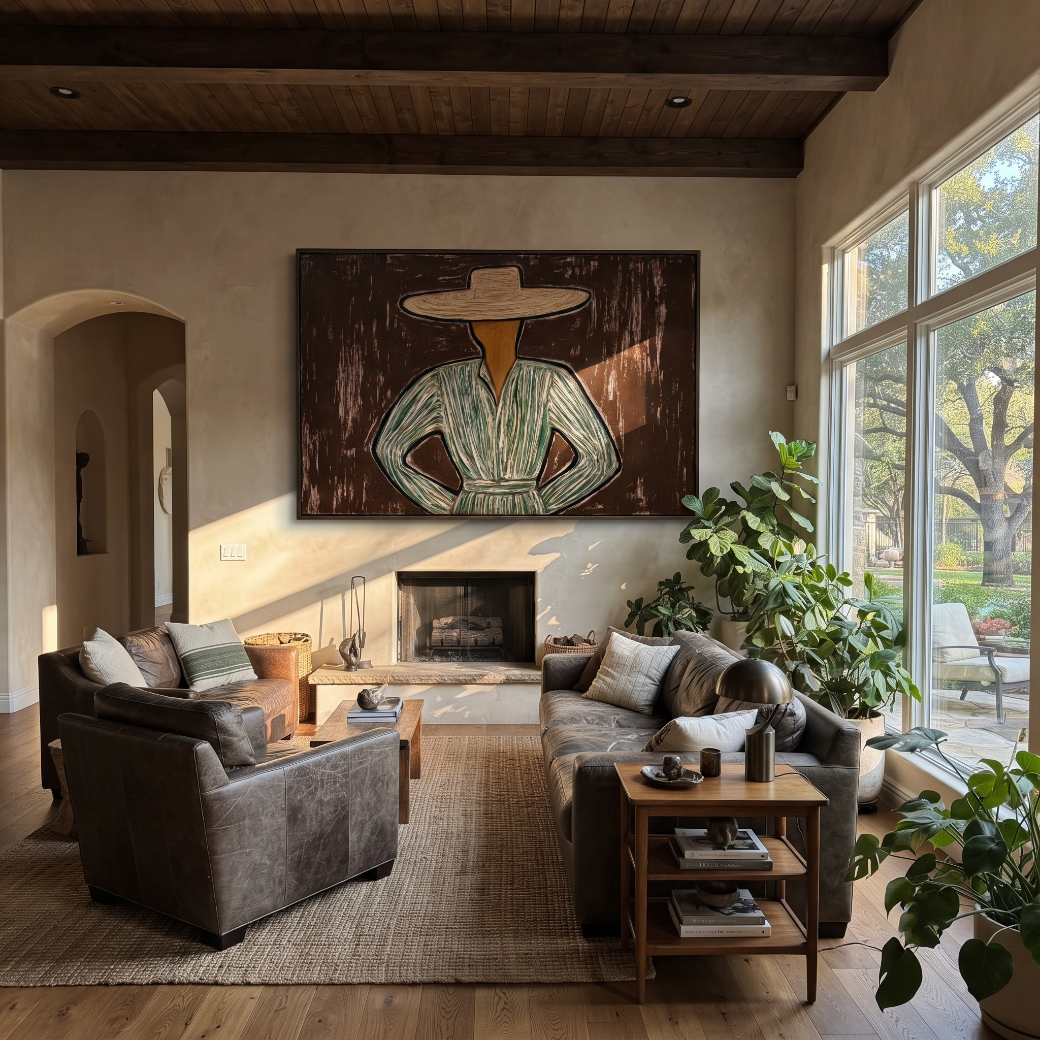 Green Lines Take Stance displayed as a modern room focal point
