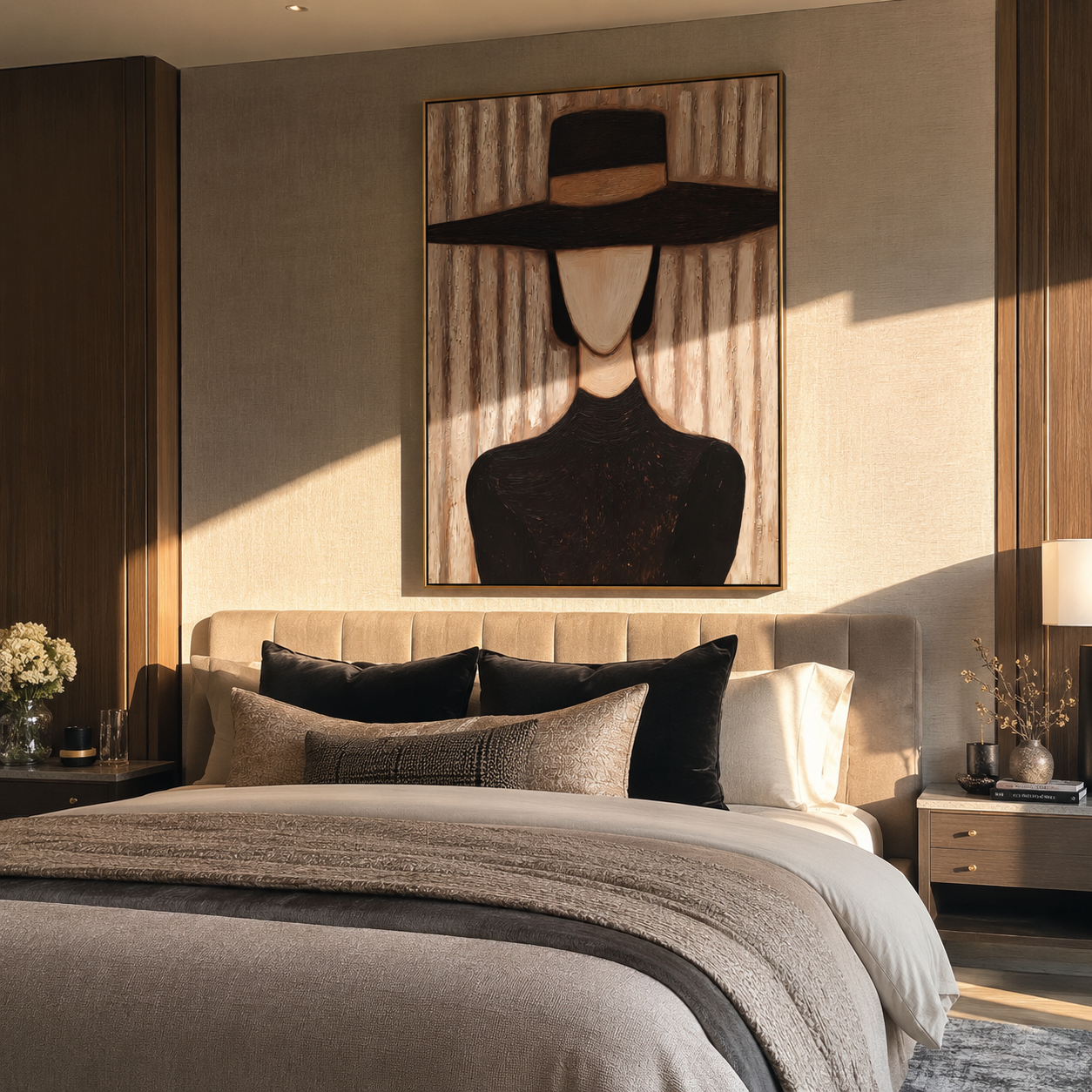 Black Crown Hides Light styled with neutral modern furnishings