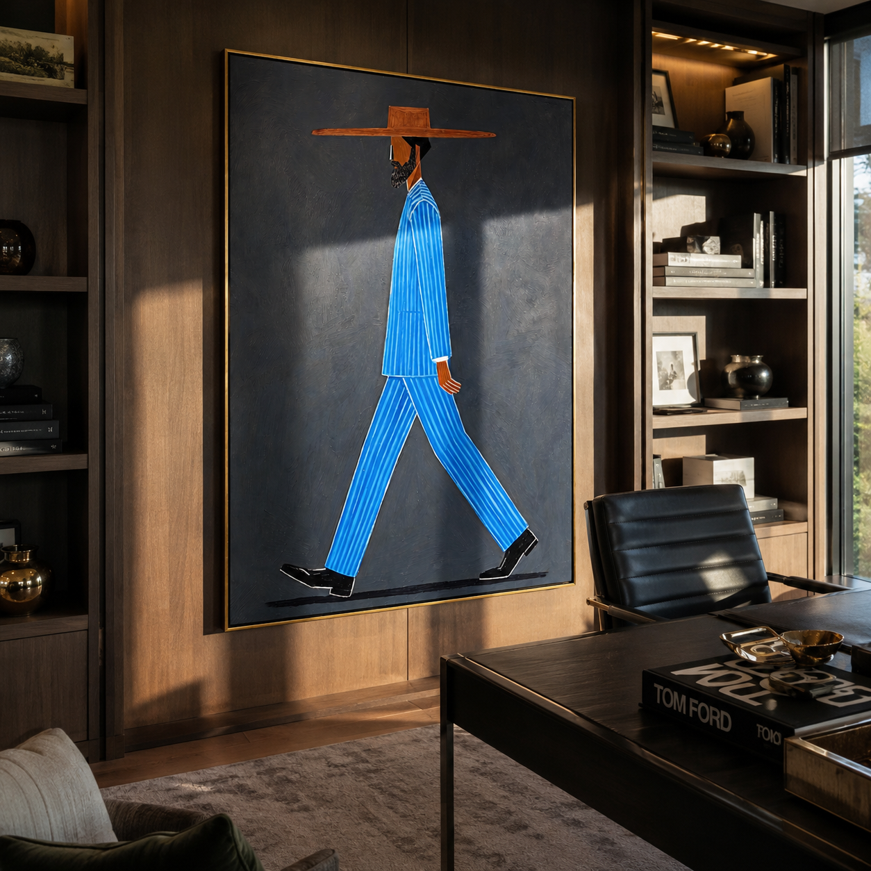 Blue Steps Cross Dusk styled with neutral modern furnishings