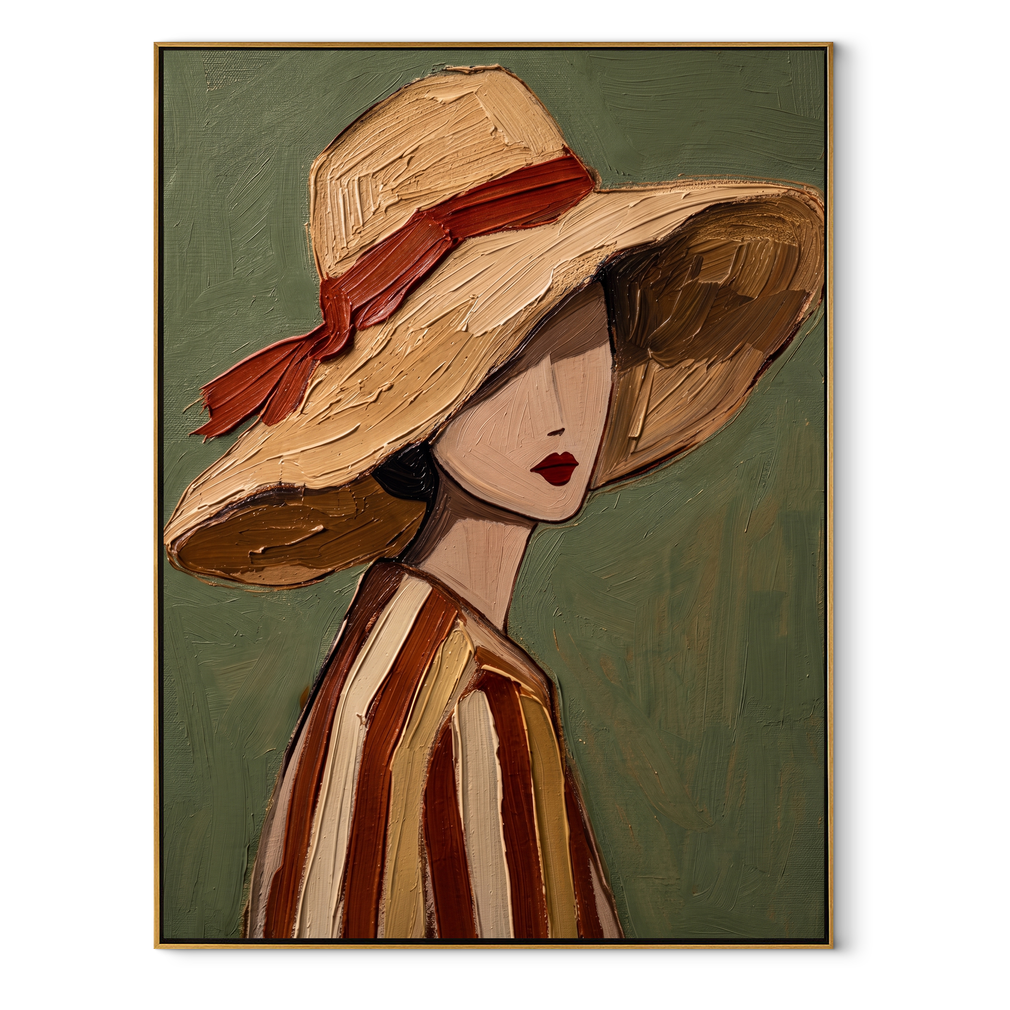 Soft Brim Turns Away abstract figurative textured painting, vertical canvas artwork