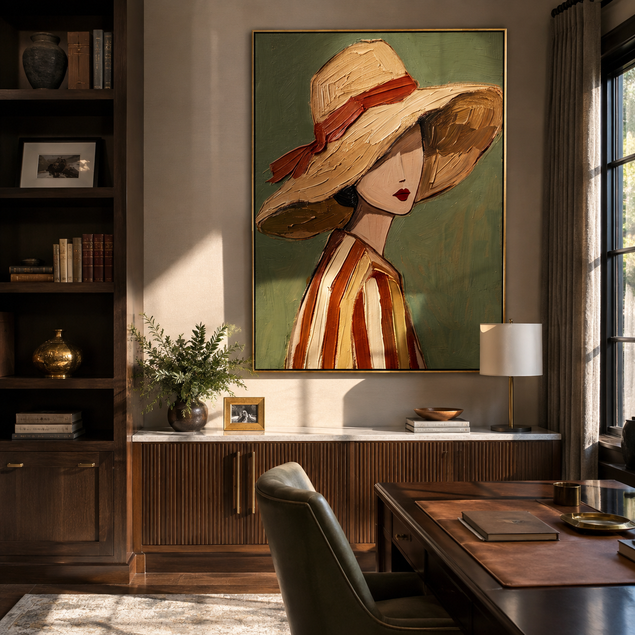 Soft Brim Turns Away styled with neutral modern furnishings