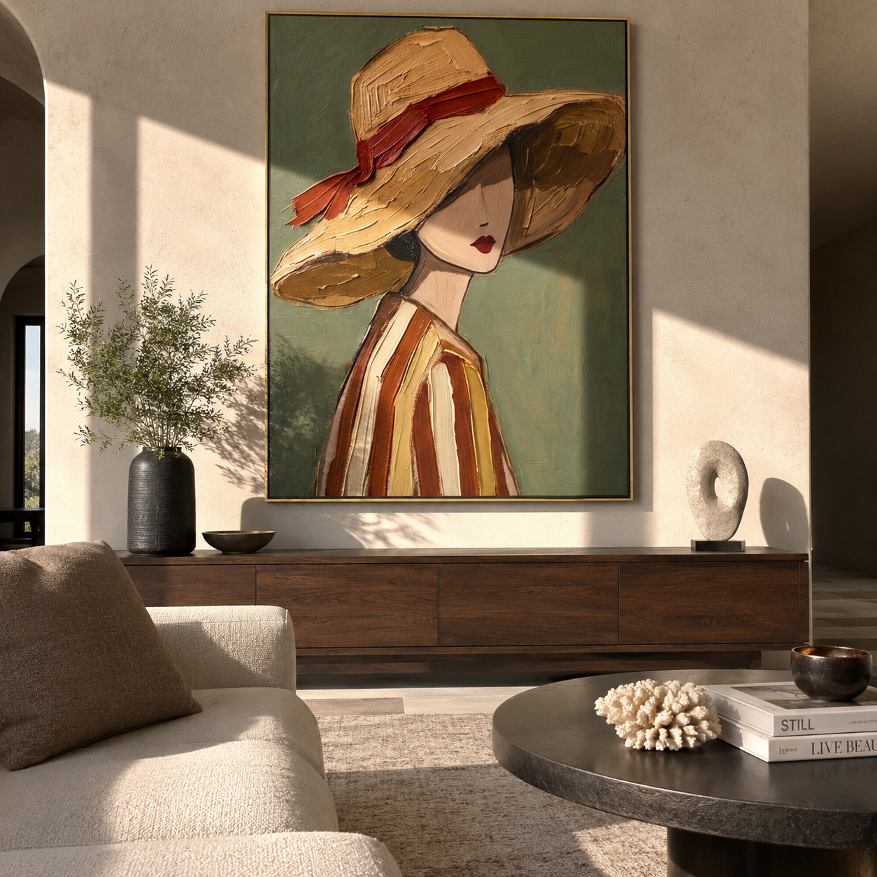 Soft Brim Turns Away presented above a contemporary console