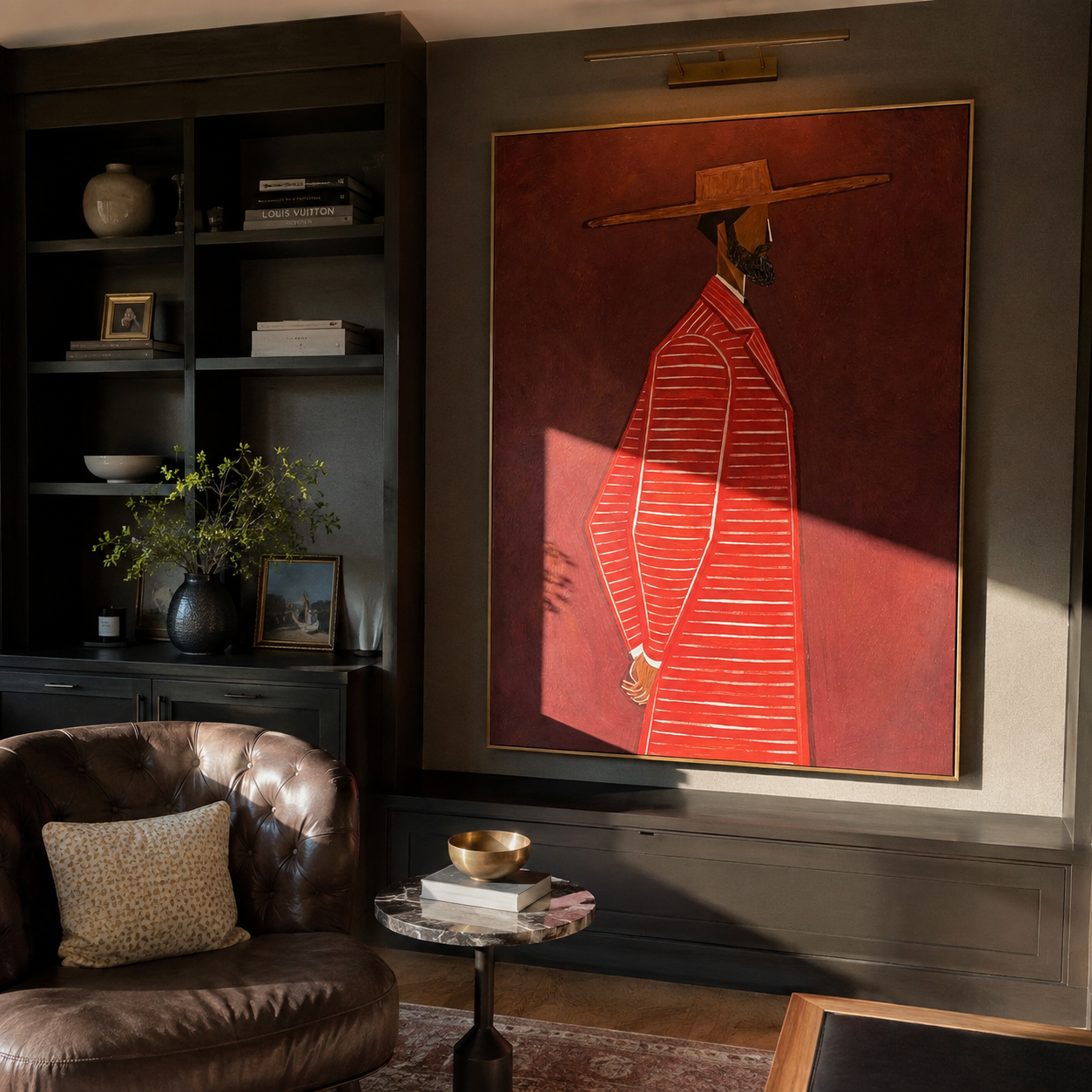 Red Stripes Walk Alone displayed as a modern room focal point