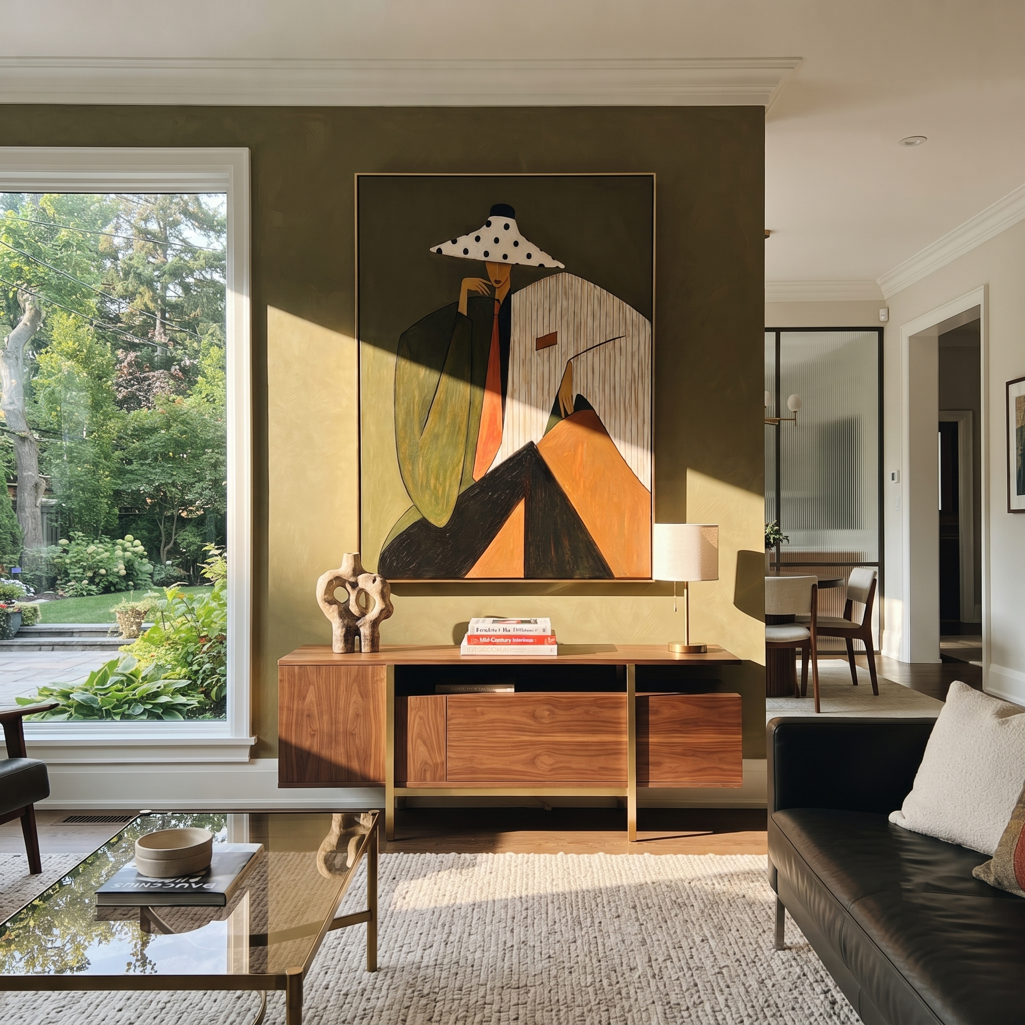 Polka Brim Keeps Secrets displayed in a warm contemporary interior
