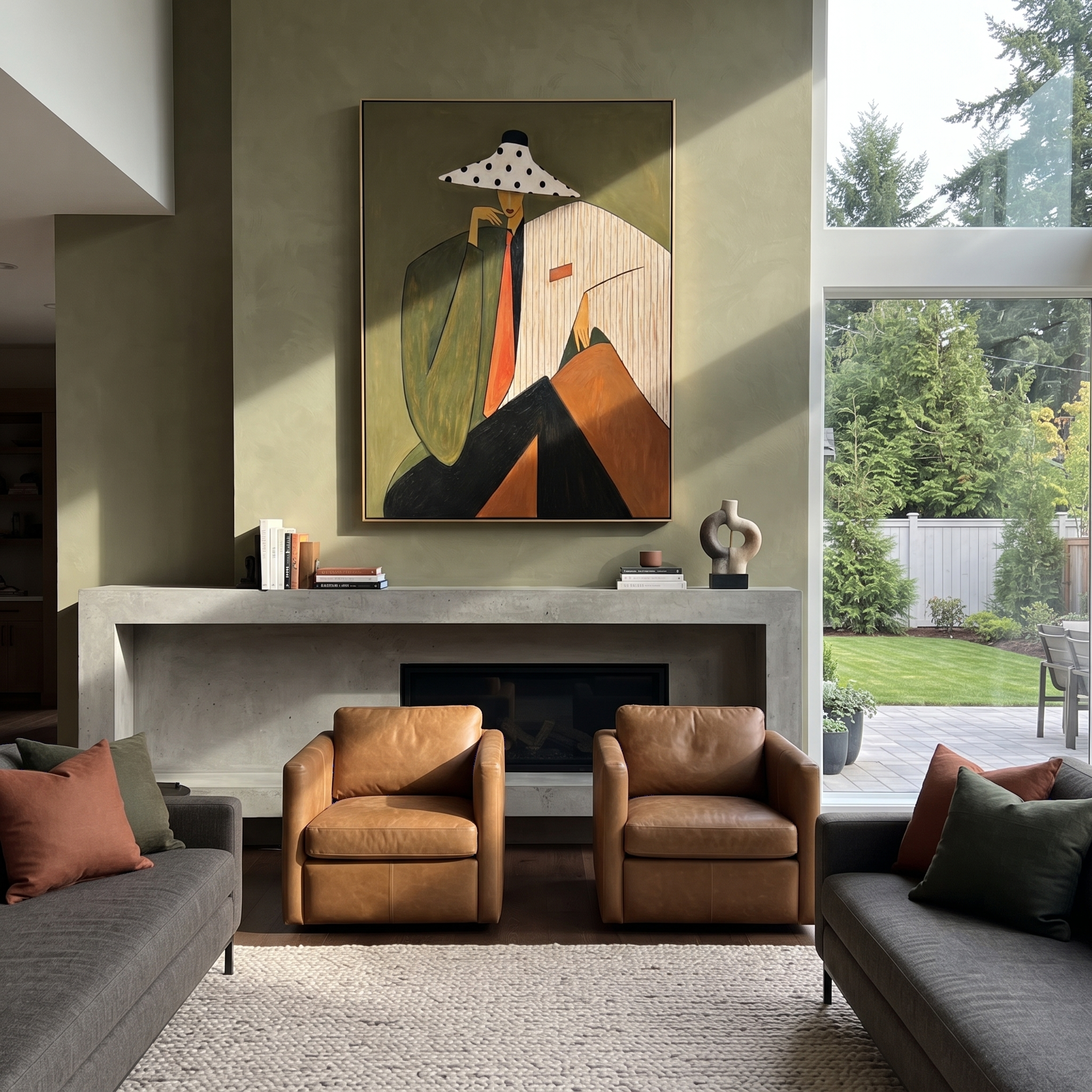 Polka Brim Keeps Secrets styled with neutral modern furnishings