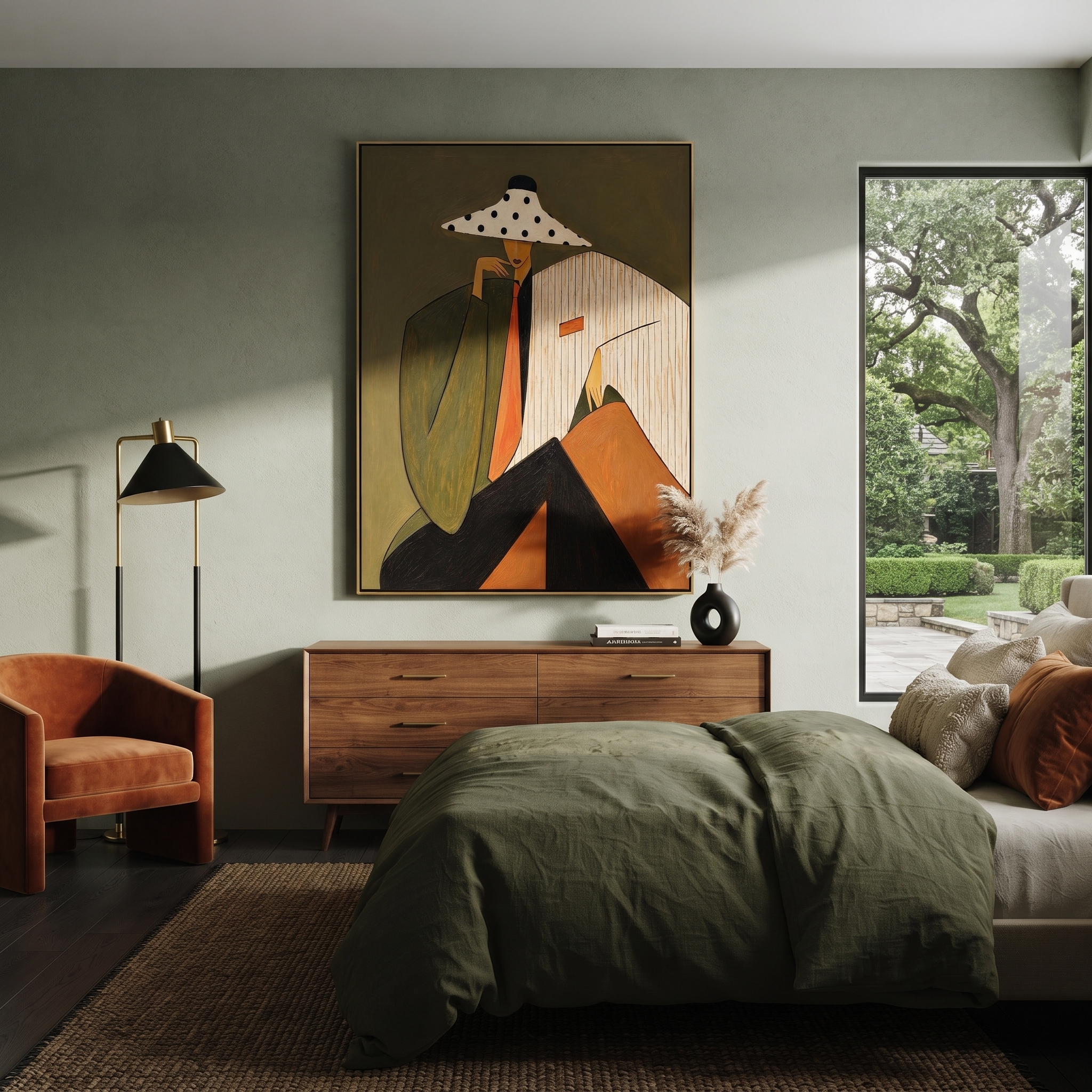 Polka Brim Keeps Secrets presented above a contemporary console
