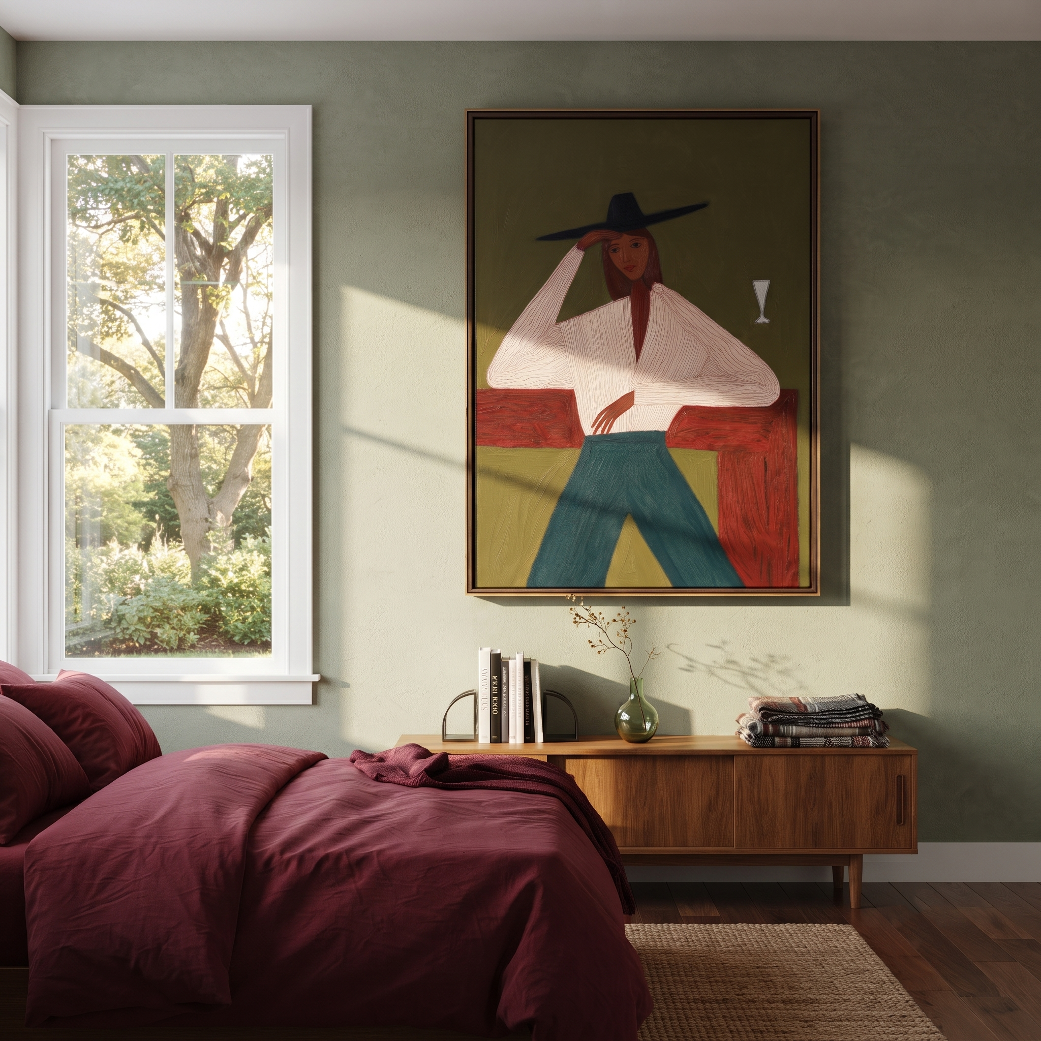 White Blouse Waits Green styled in a layered residential interior