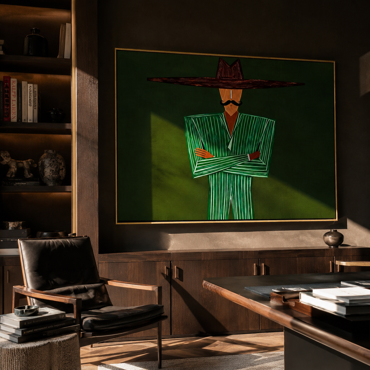 Emerald Lines Stand Firm styled with neutral modern furnishings