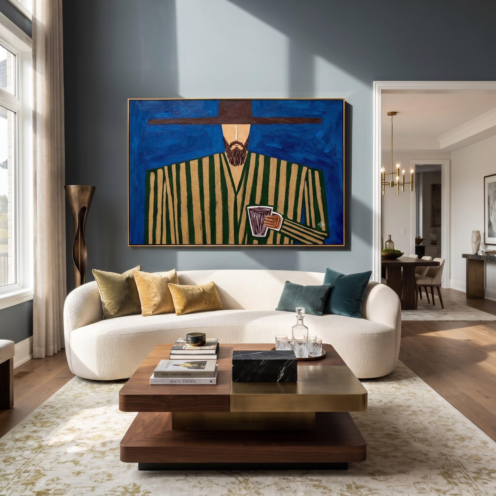 Blue Hour Holds Coffee styled in a layered residential interior