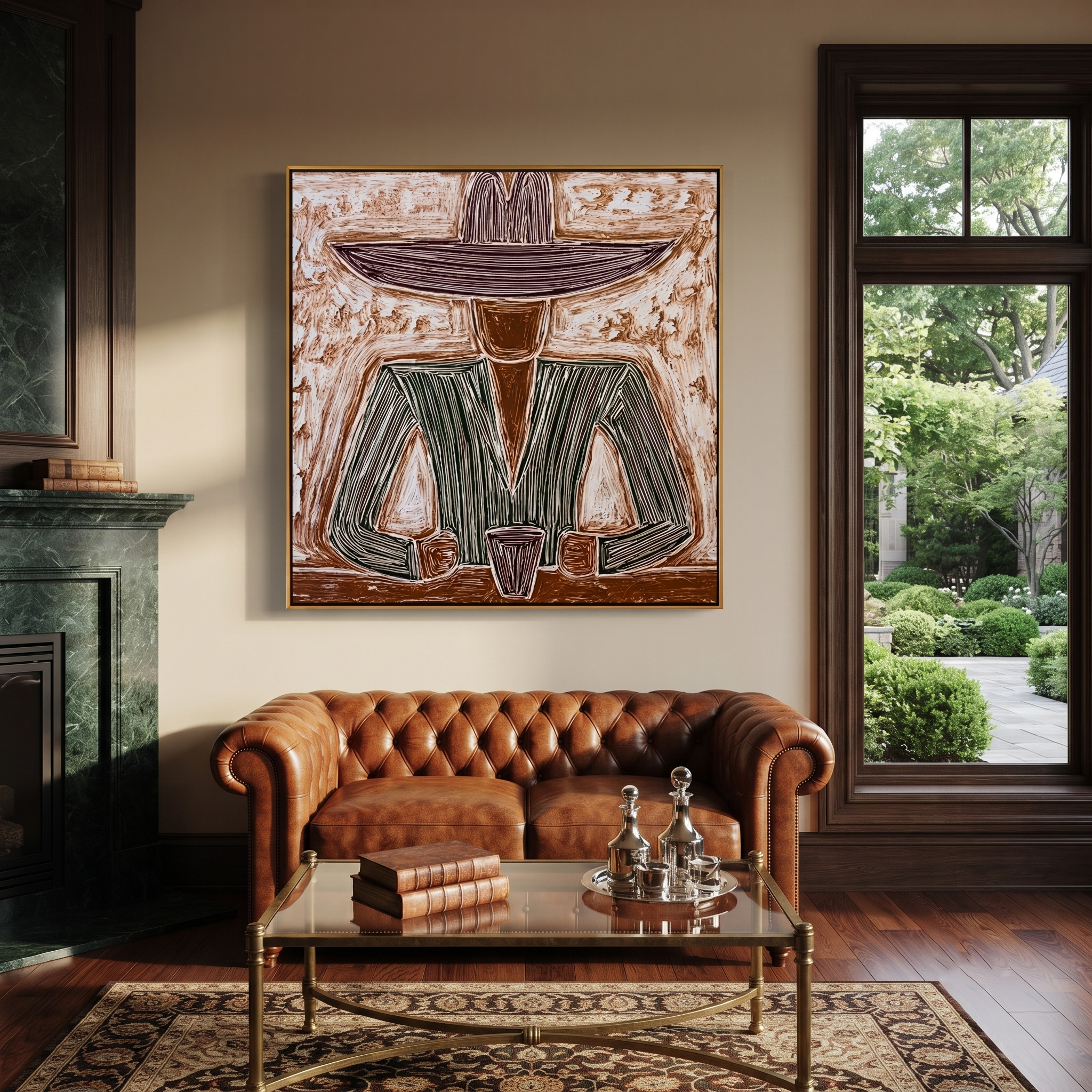 Etched Green Holds Coffee displayed in a warm contemporary interior