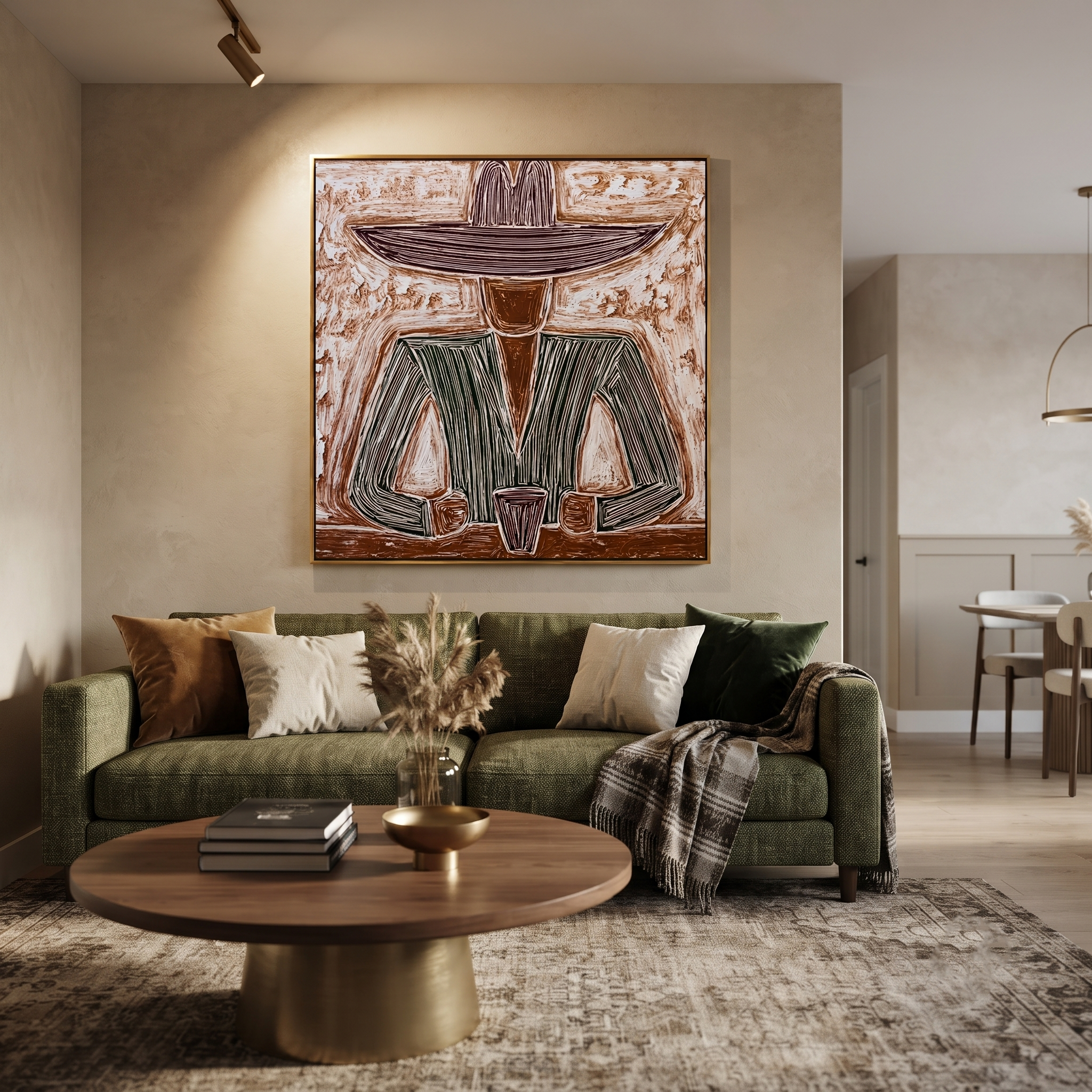Etched Green Holds Coffee displayed as a modern room focal point