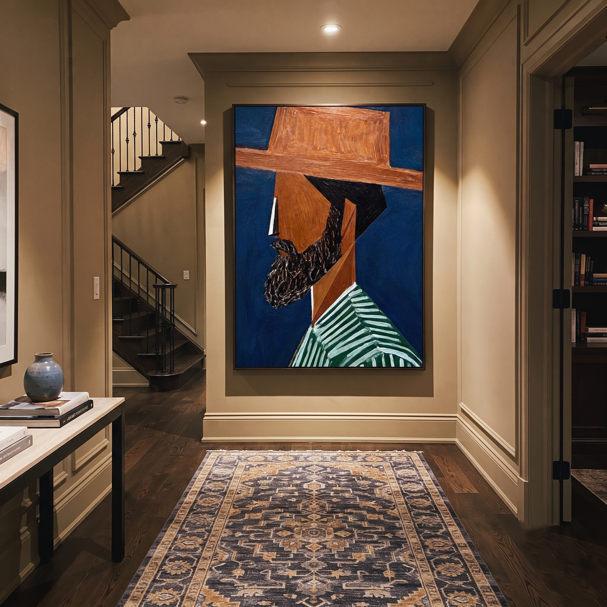 Blue Shadow Grows Beard displayed as a modern room focal point