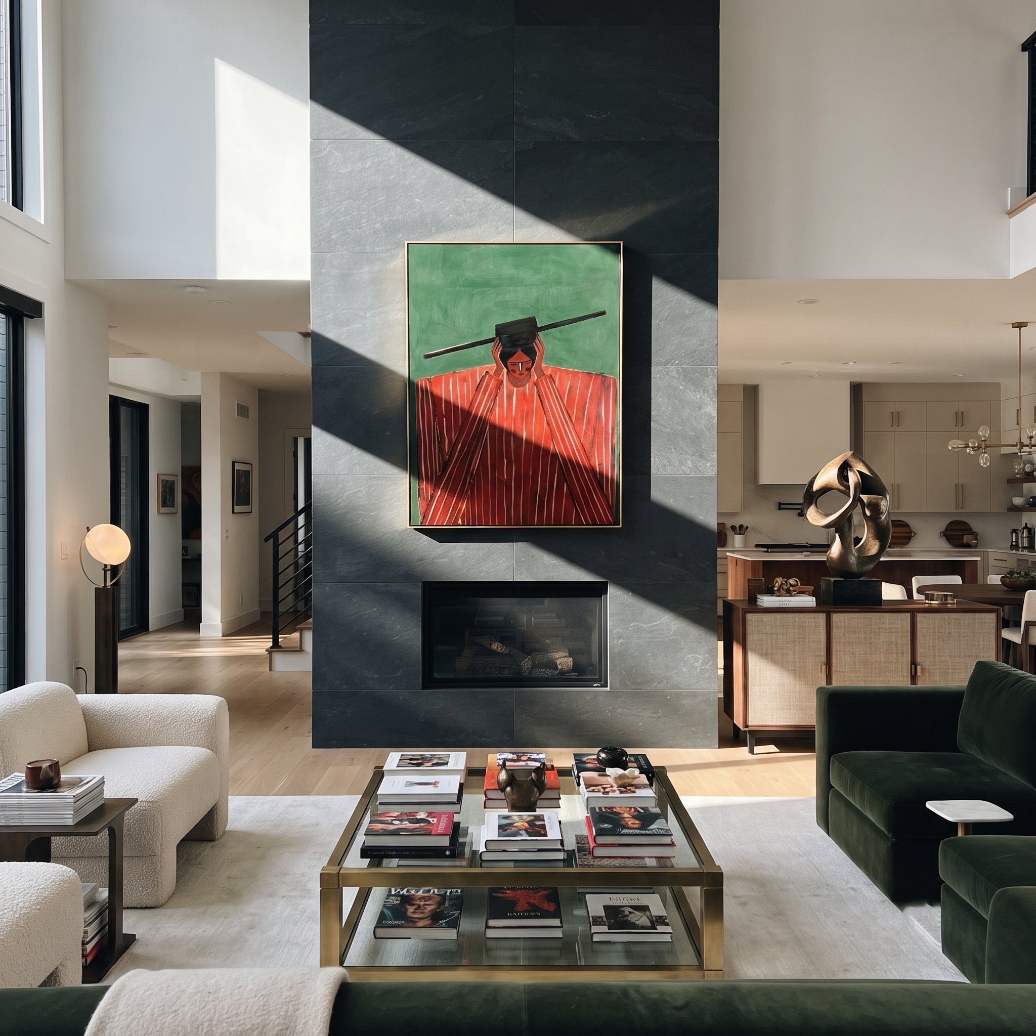 Red Shoulders Hold Forest styled in a layered residential interior