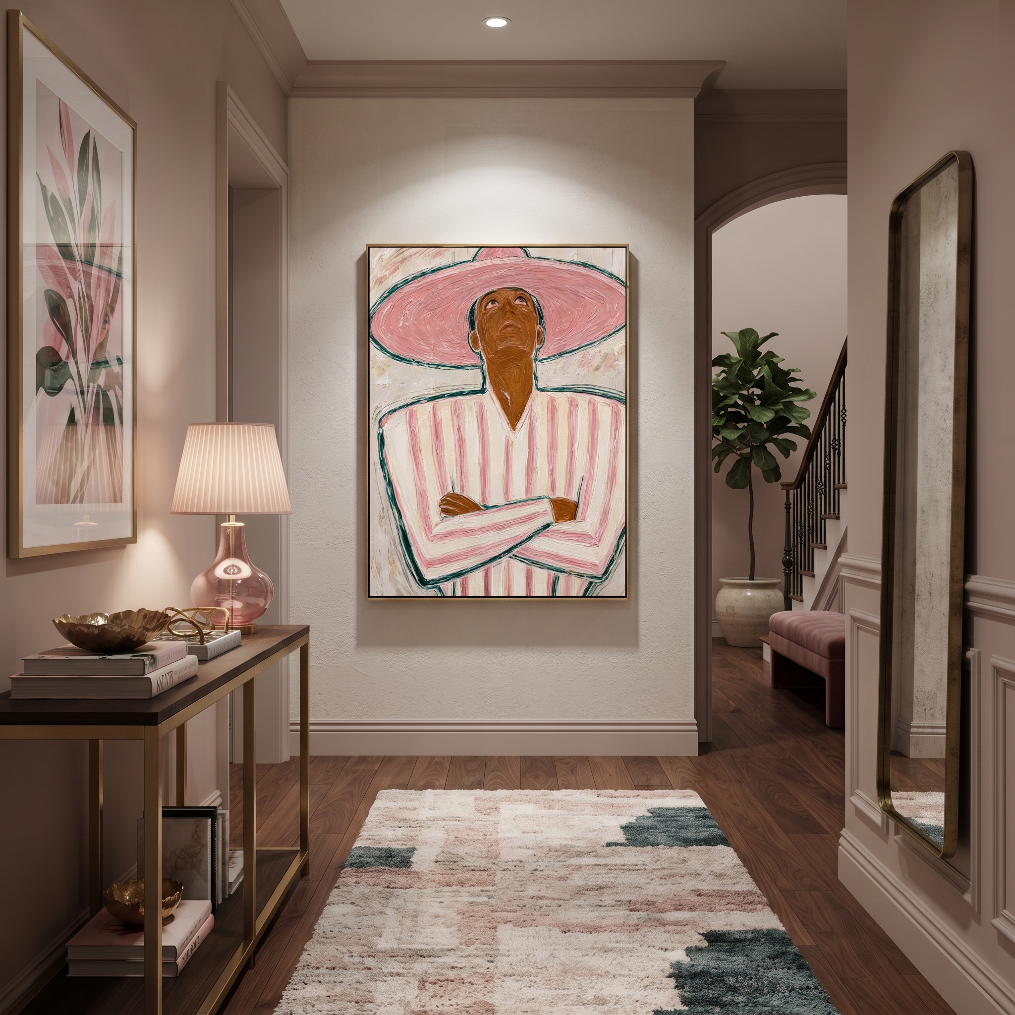Pink Halo Looks Upward displayed as a modern room focal point