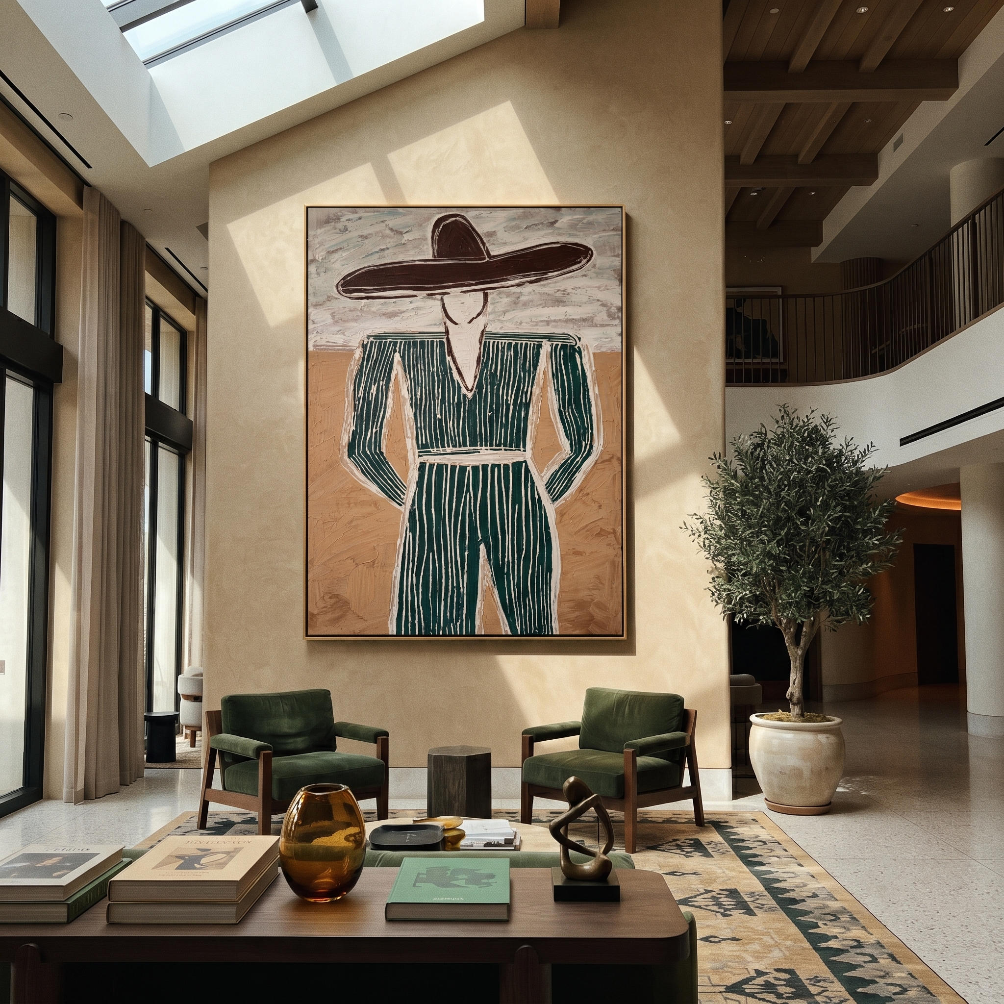 Green Pinstripes Face Sand styled in a layered residential interior