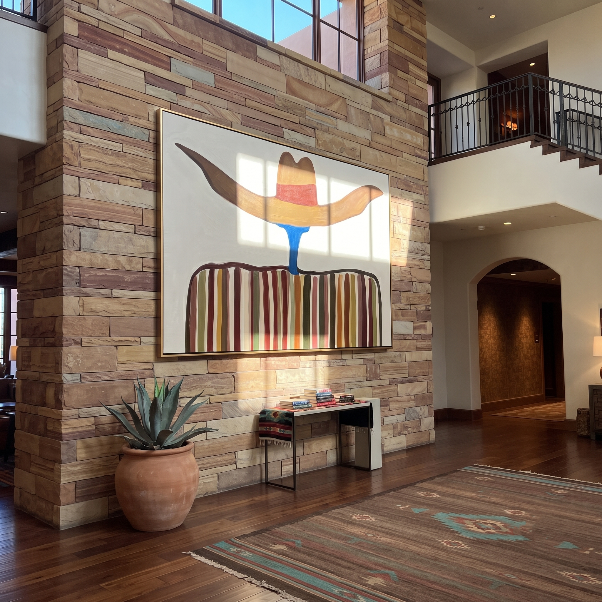 Brown Brim Floats Wide presented above a contemporary console