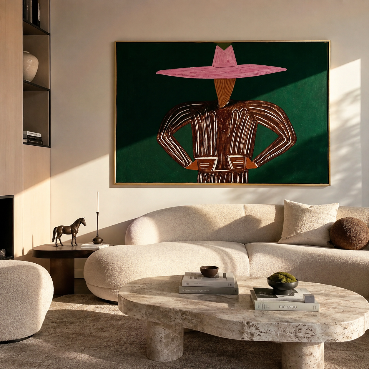 Pink Brim Holds Forest displayed in a warm contemporary interior