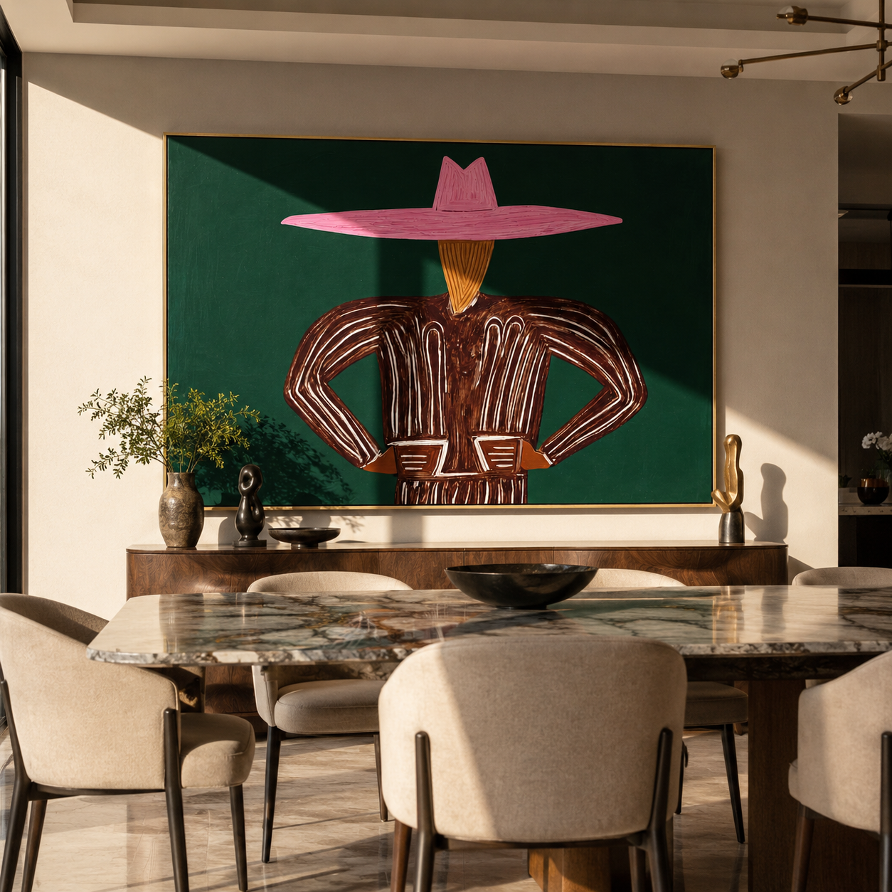Pink Brim Holds Forest styled with neutral modern furnishings