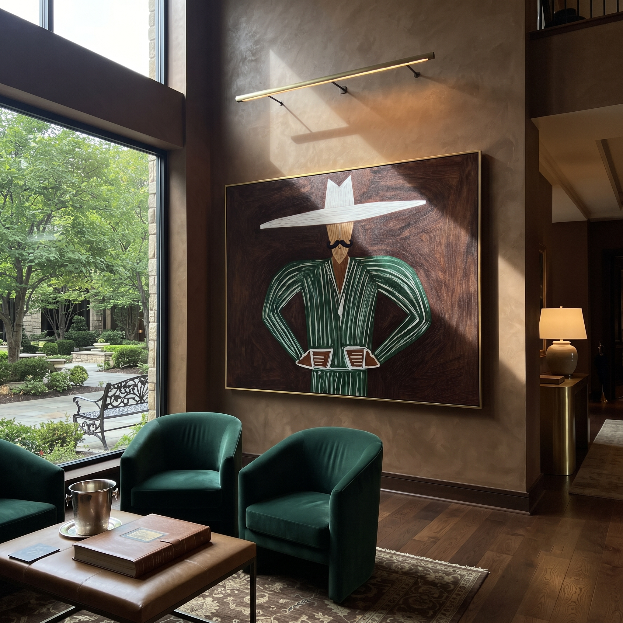 Green Angles Hold Umber displayed in a warm contemporary interior