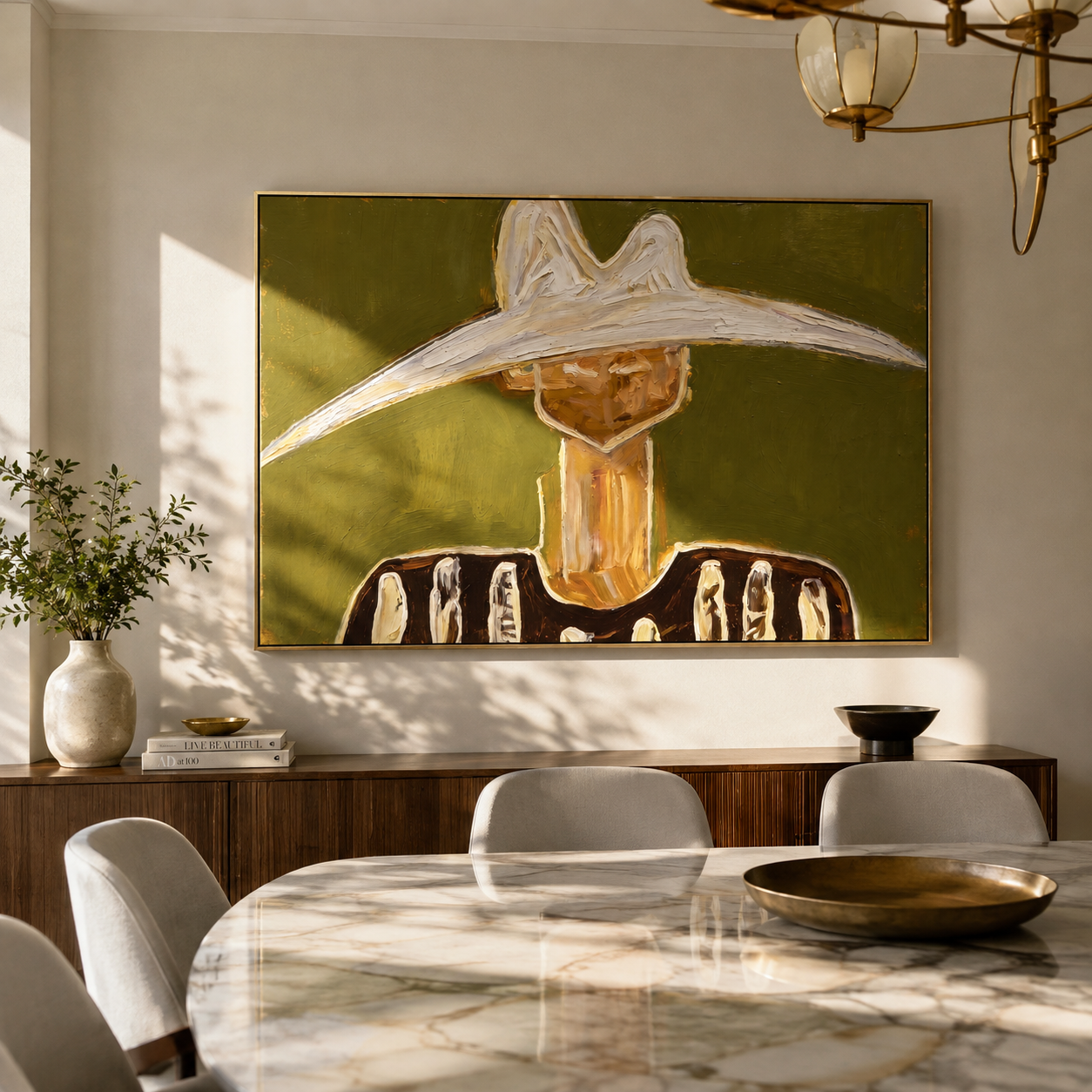 White Crown Meets Moss styled with neutral modern furnishings