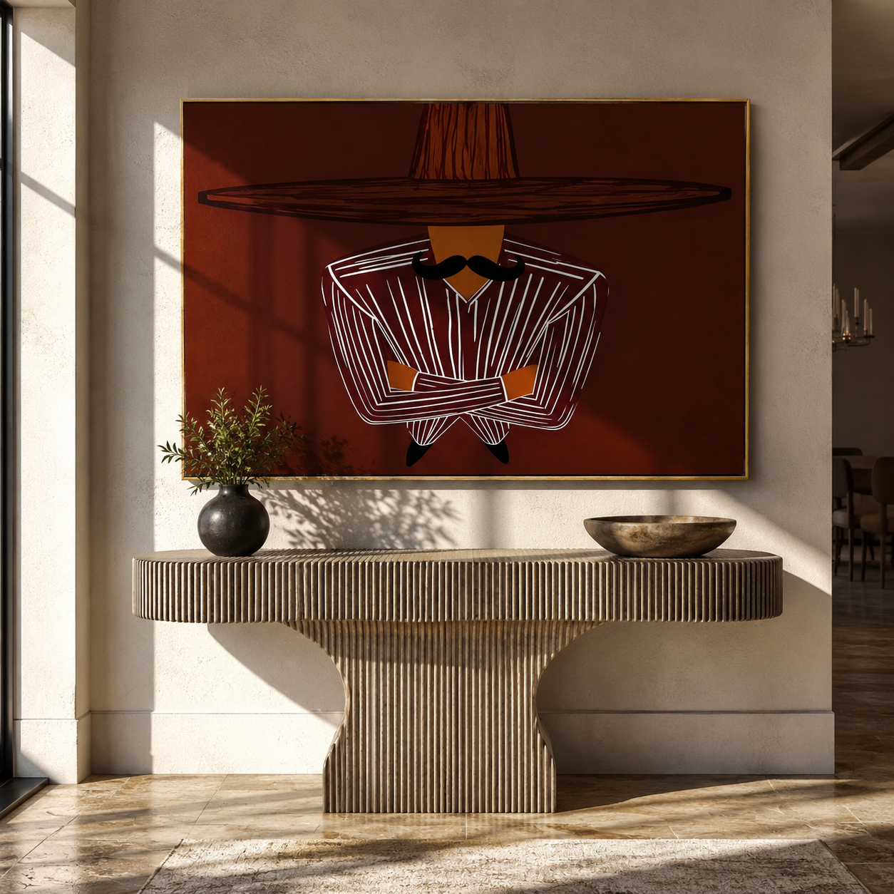 Brown Orbit Folds Quiet styled in a layered residential interior