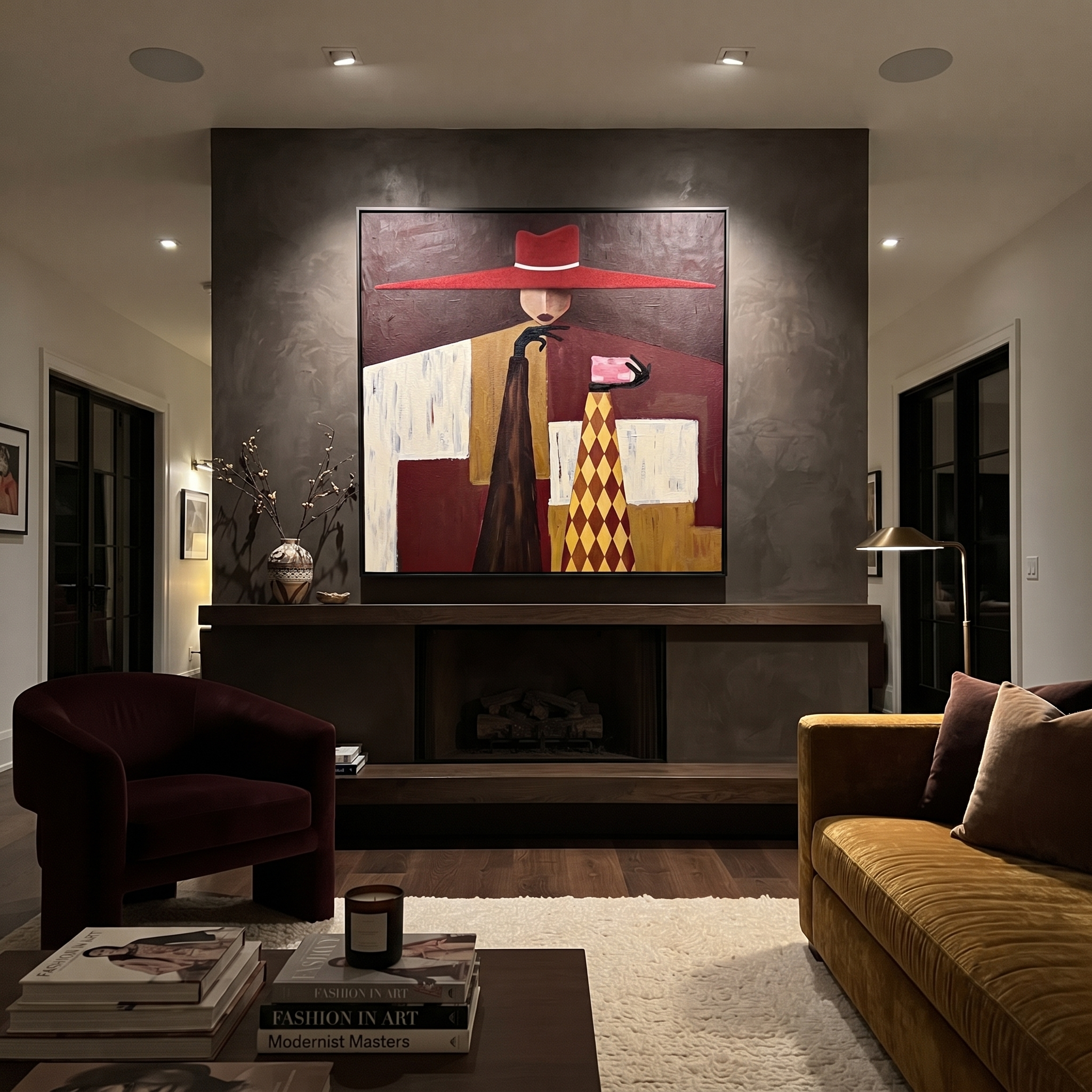 Red Crown Serves Gold styled in a layered residential interior