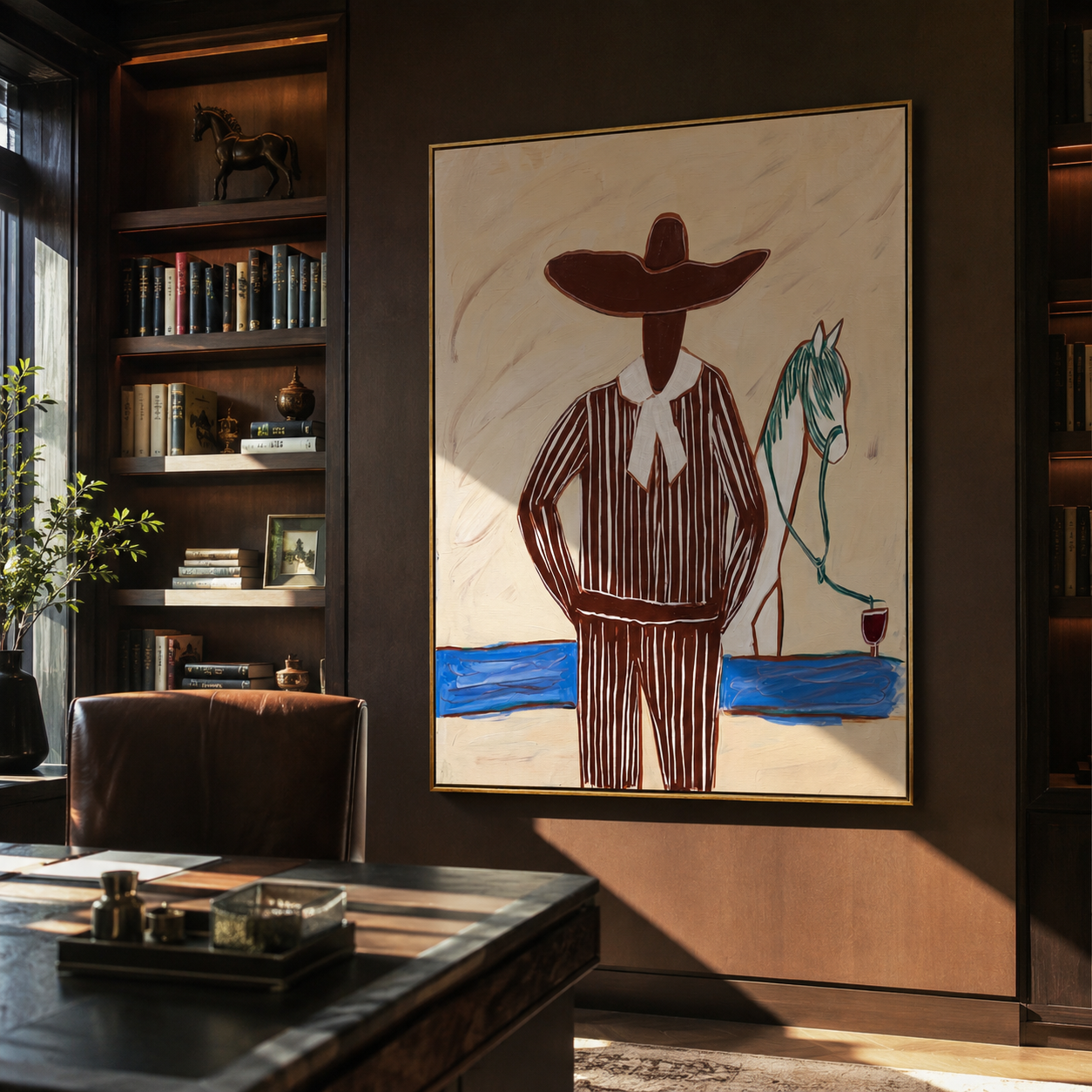 Brown Brim Walks Water displayed as a modern room focal point