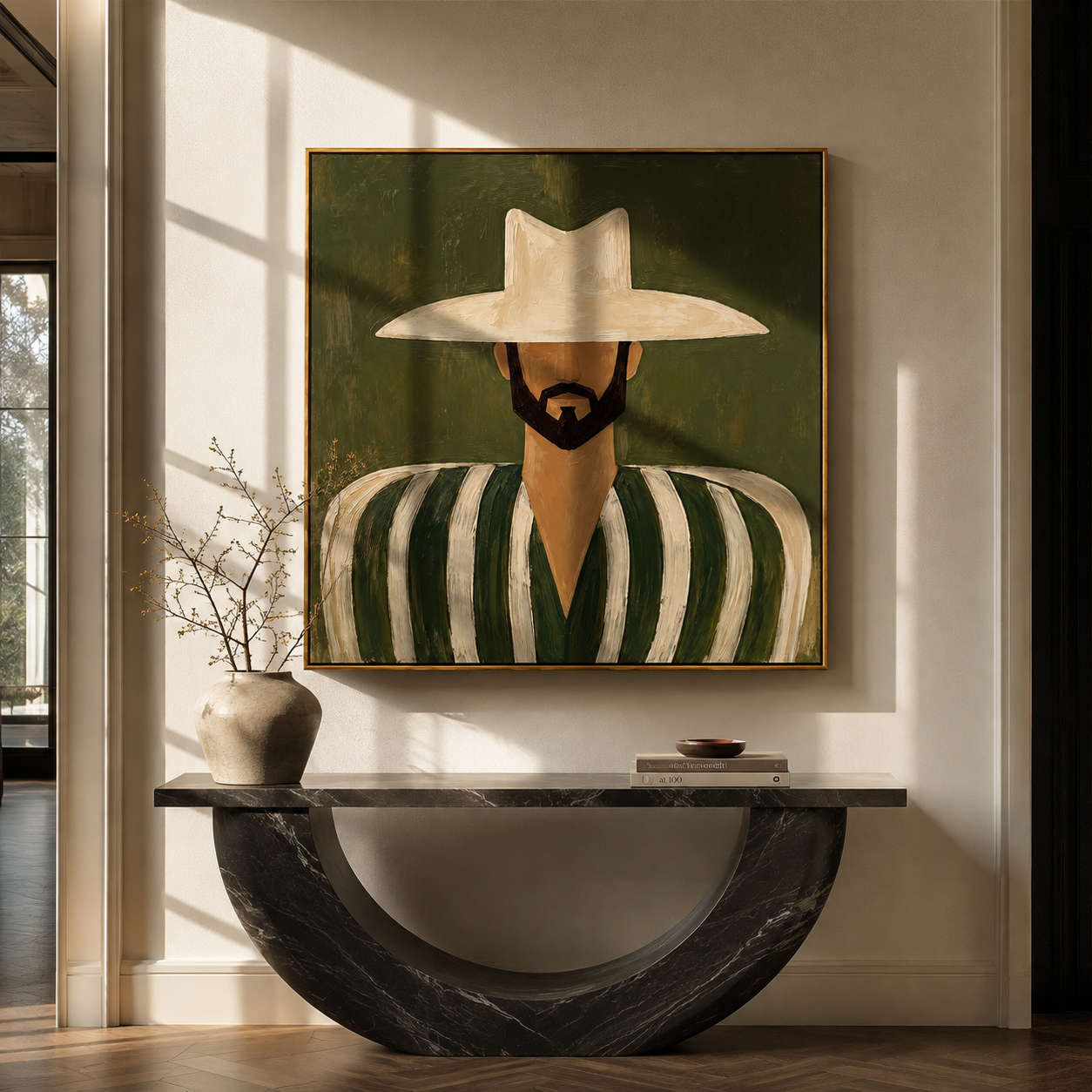 White Brim Guards Moss styled with neutral modern furnishings