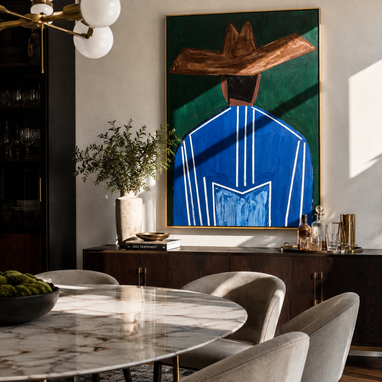 Blue Back Holds Green styled with neutral modern furnishings