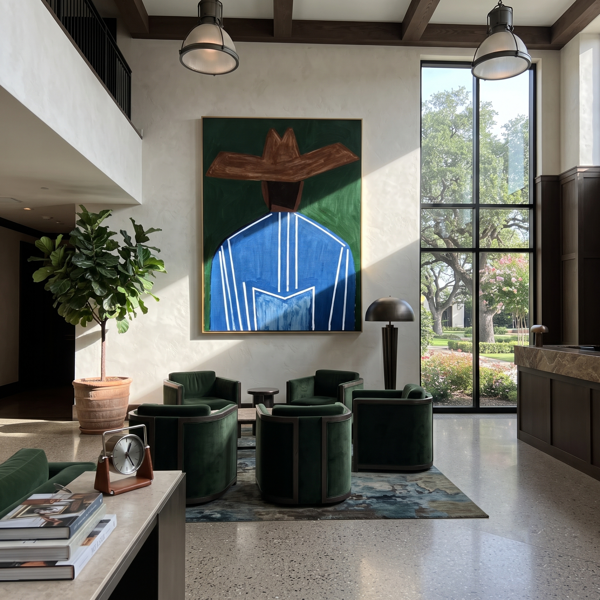 Blue Back Holds Green displayed as a modern room focal point