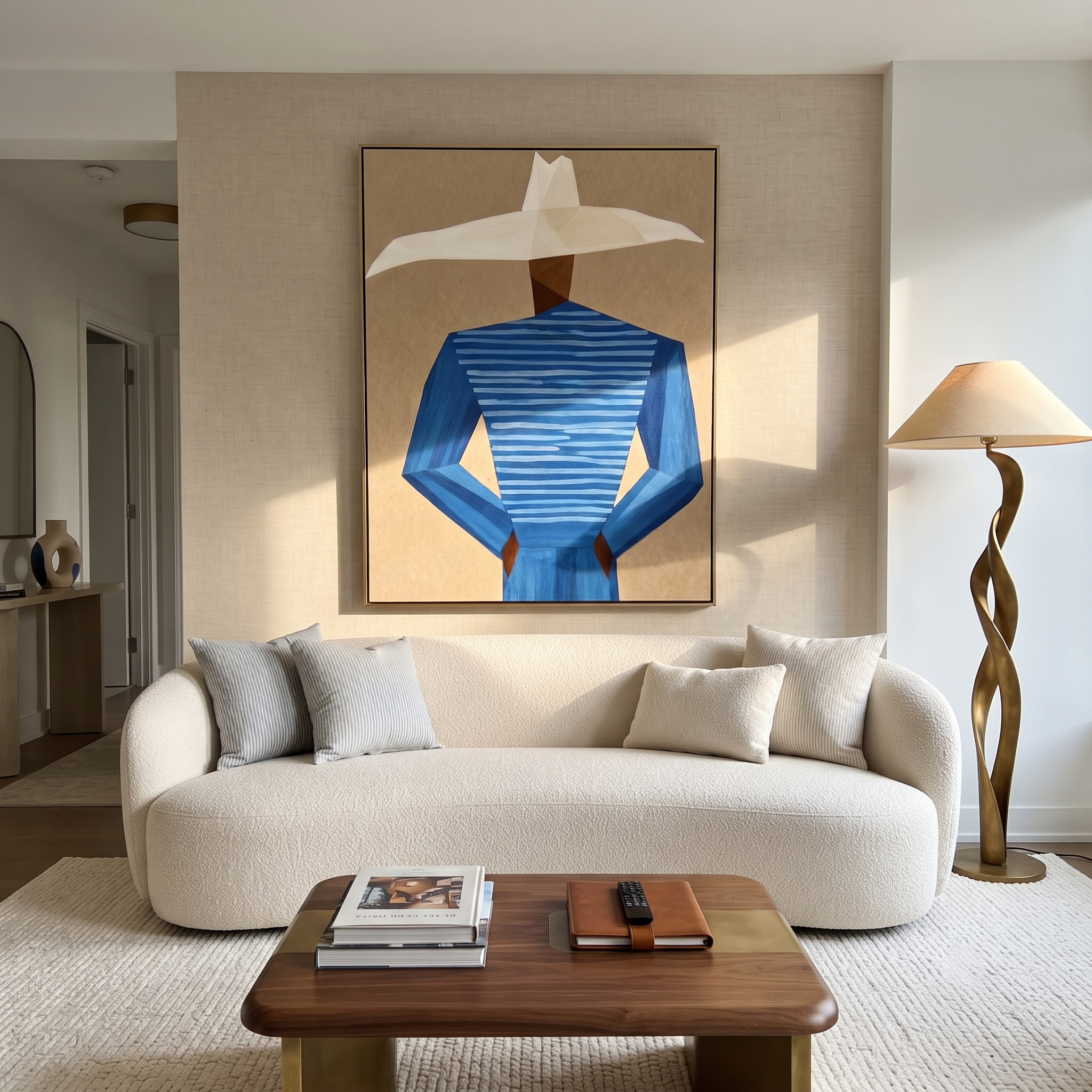 Blue Geometry Wears White styled in a layered residential interior