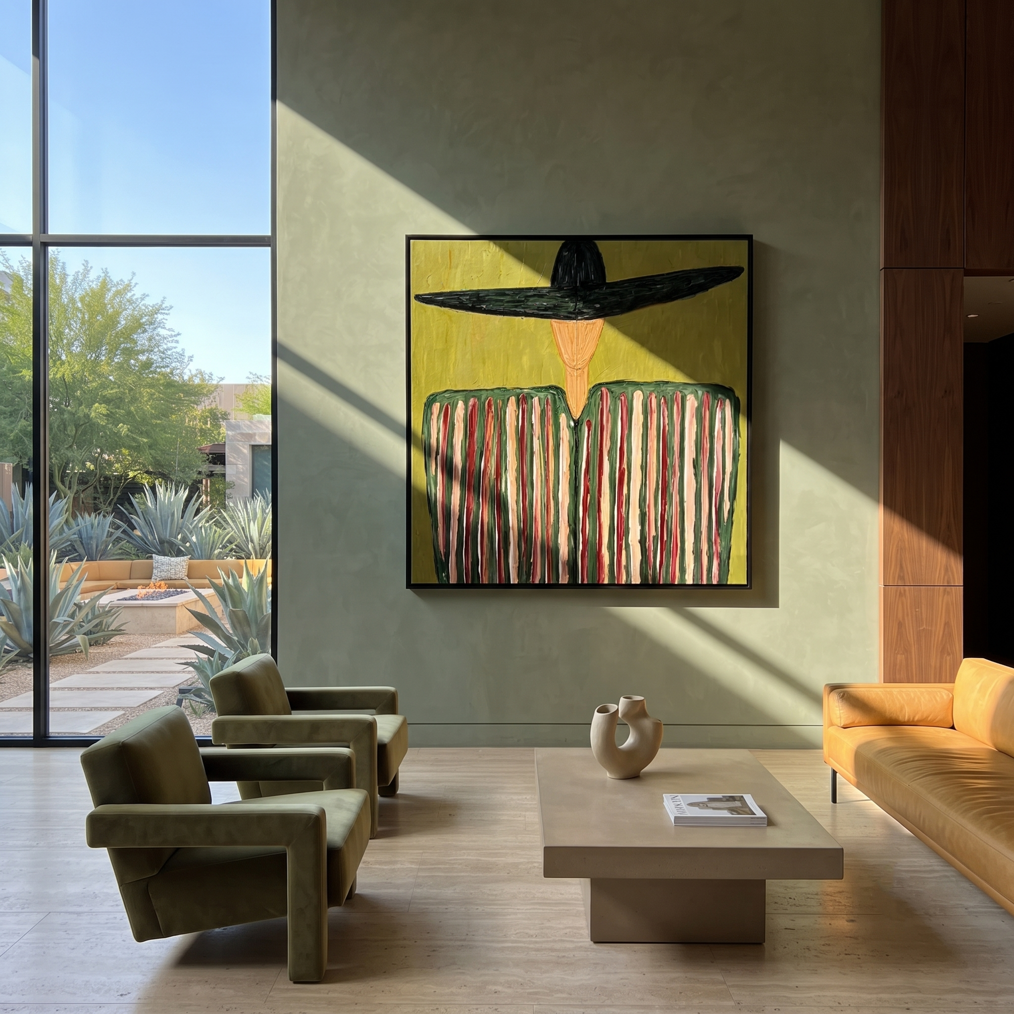 Black Brim Crowns Stripes displayed as a modern room focal point