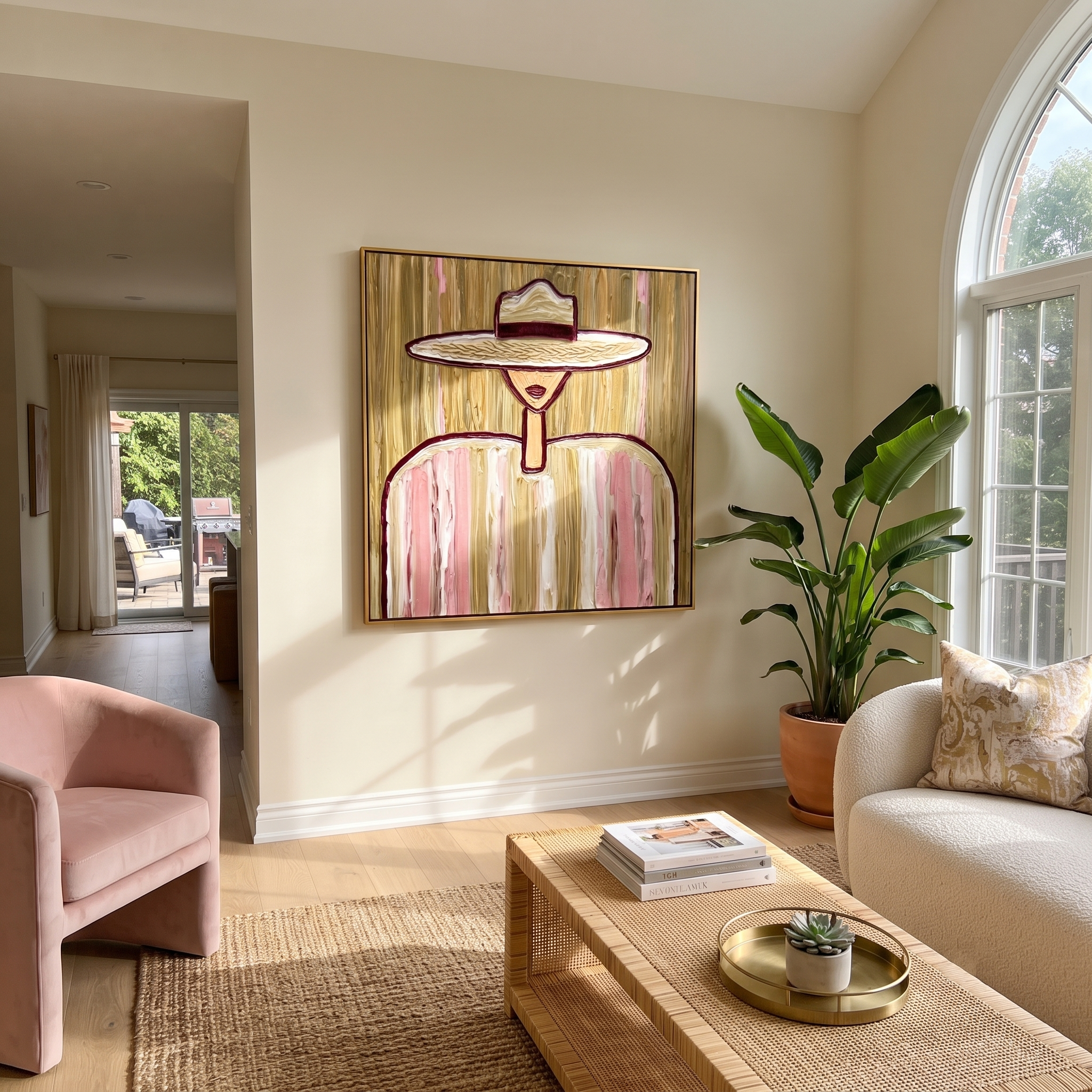 Pink Lines Hold Gold styled in a layered residential interior