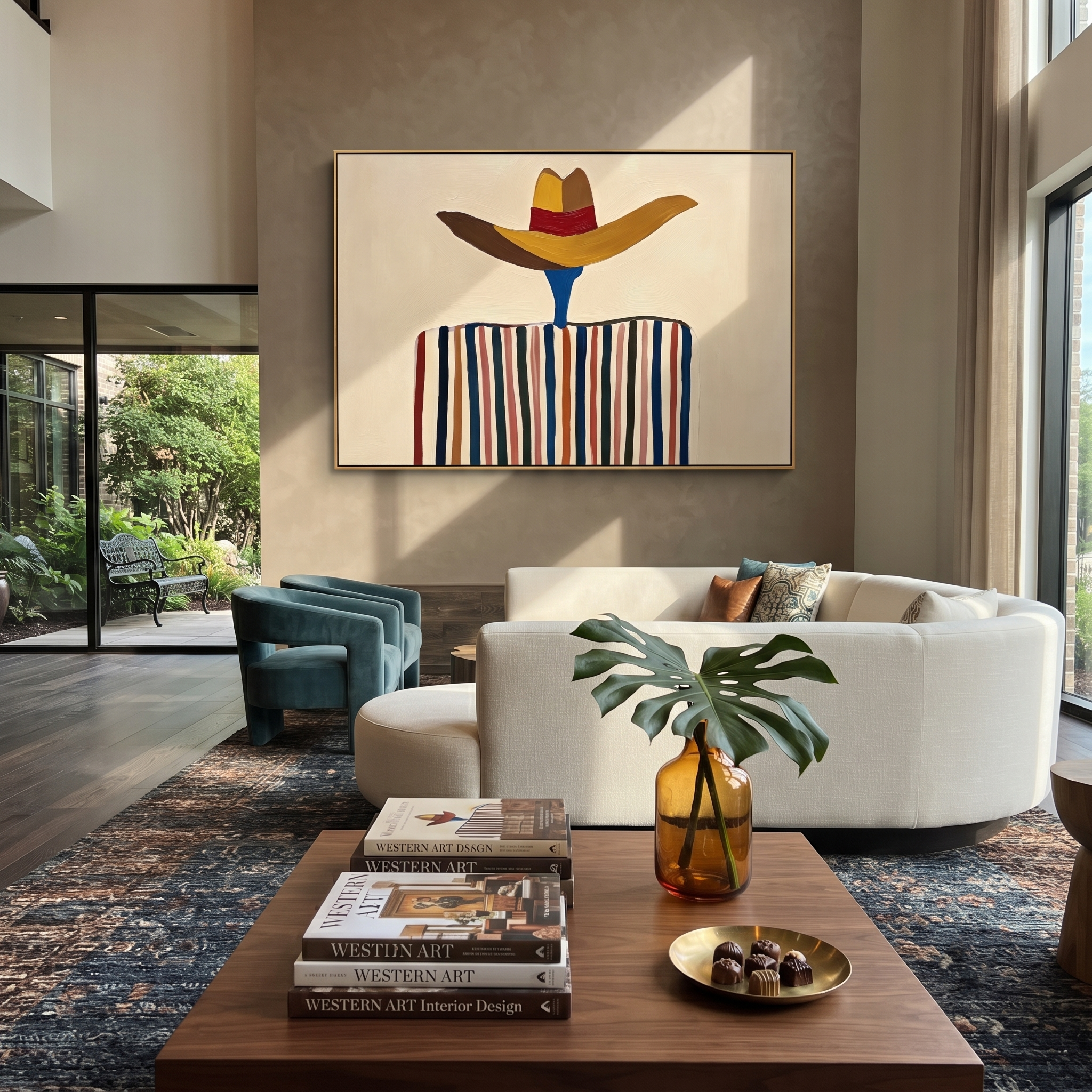 Brown Brim Floats Ivory displayed in a warm contemporary interior