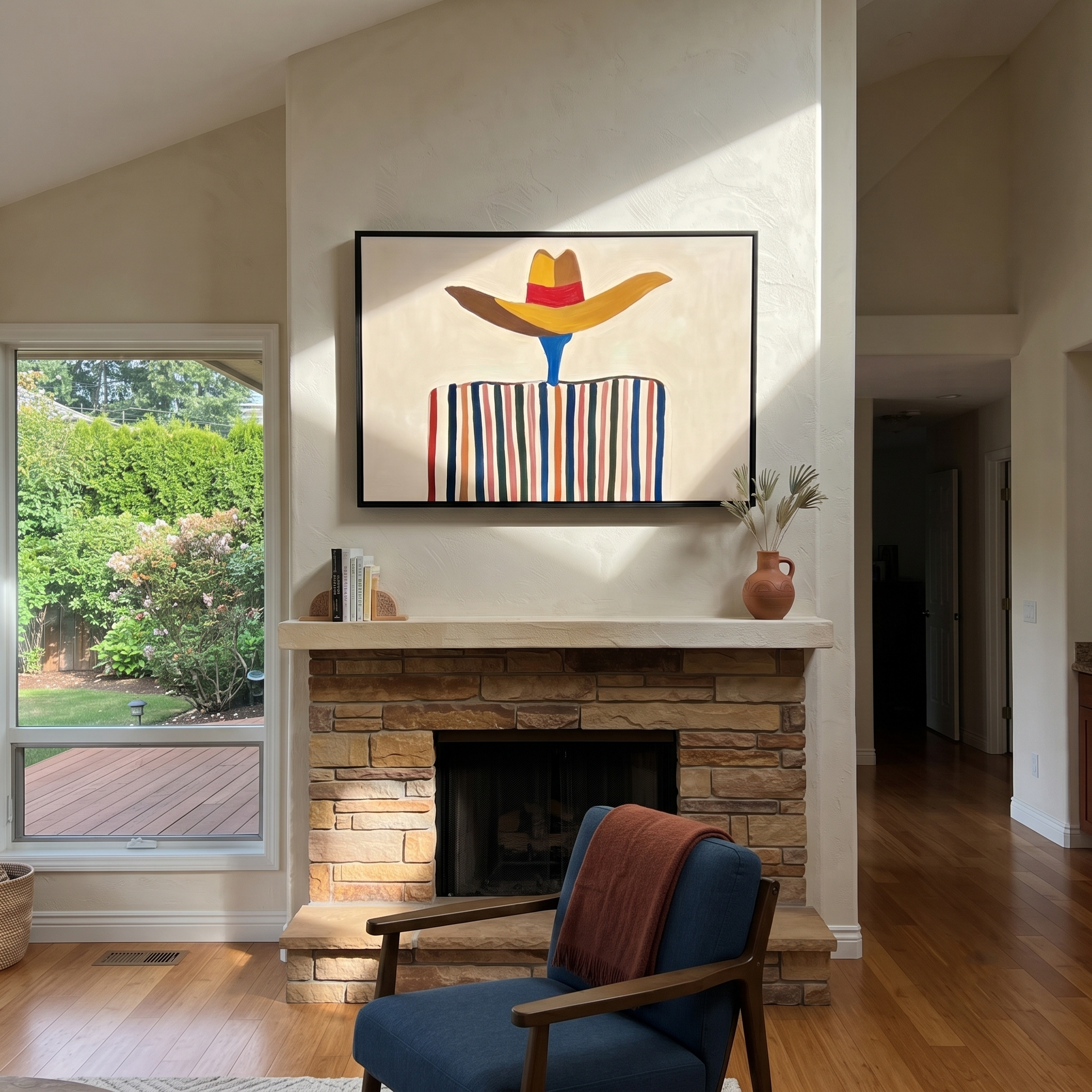 Brown Brim Floats Ivory displayed as a modern room focal point