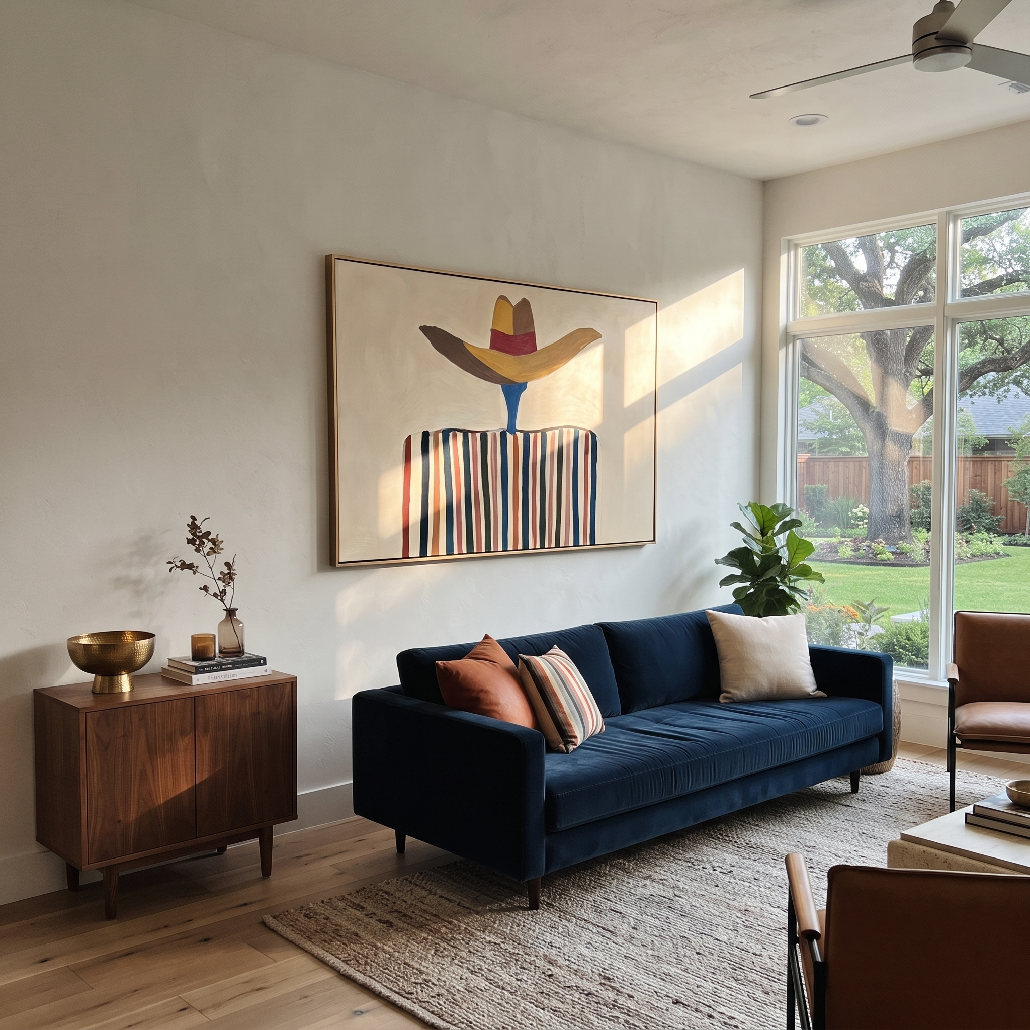 Brown Brim Floats Ivory styled in a layered residential interior