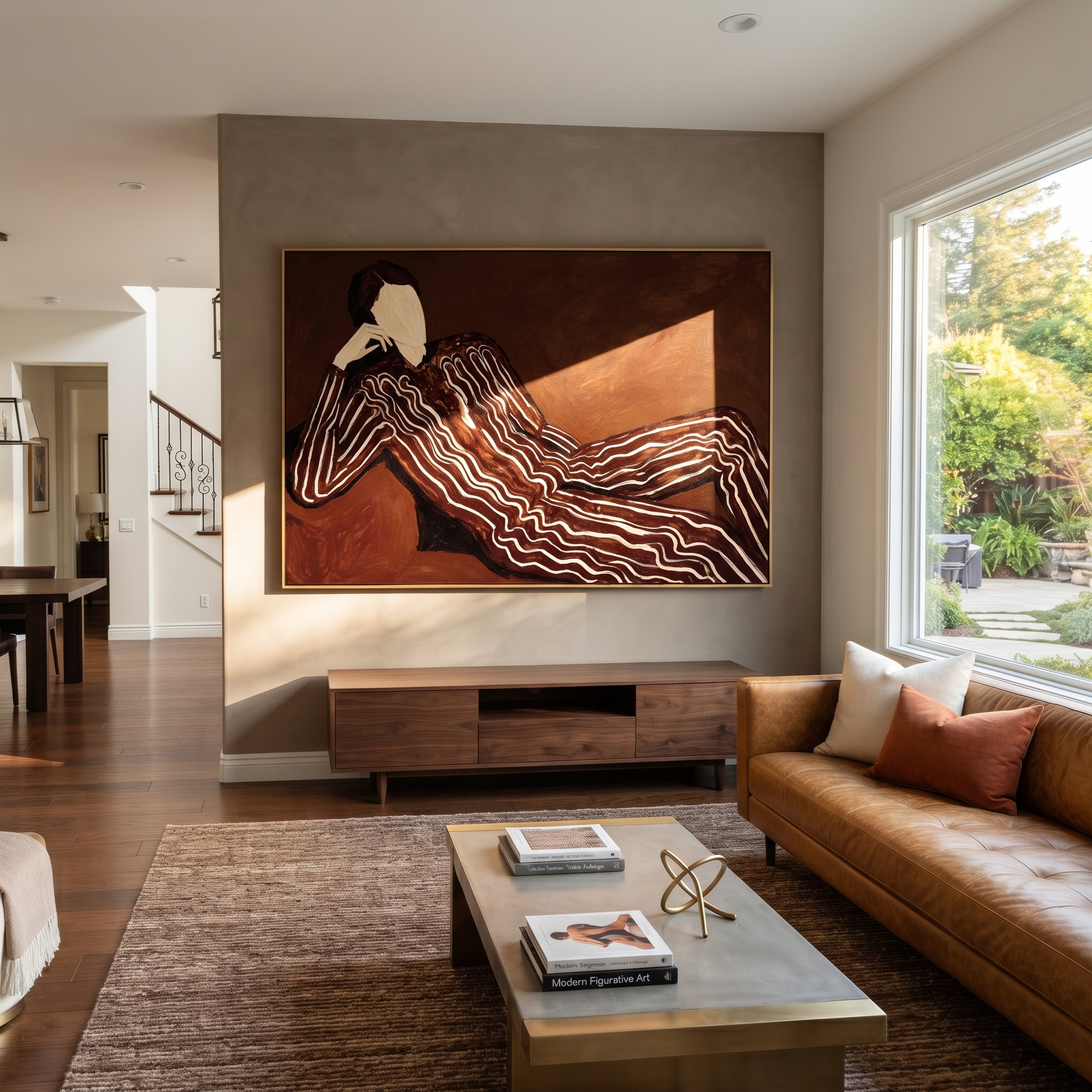 Brown Waves Rest Sideways styled with neutral modern furnishings