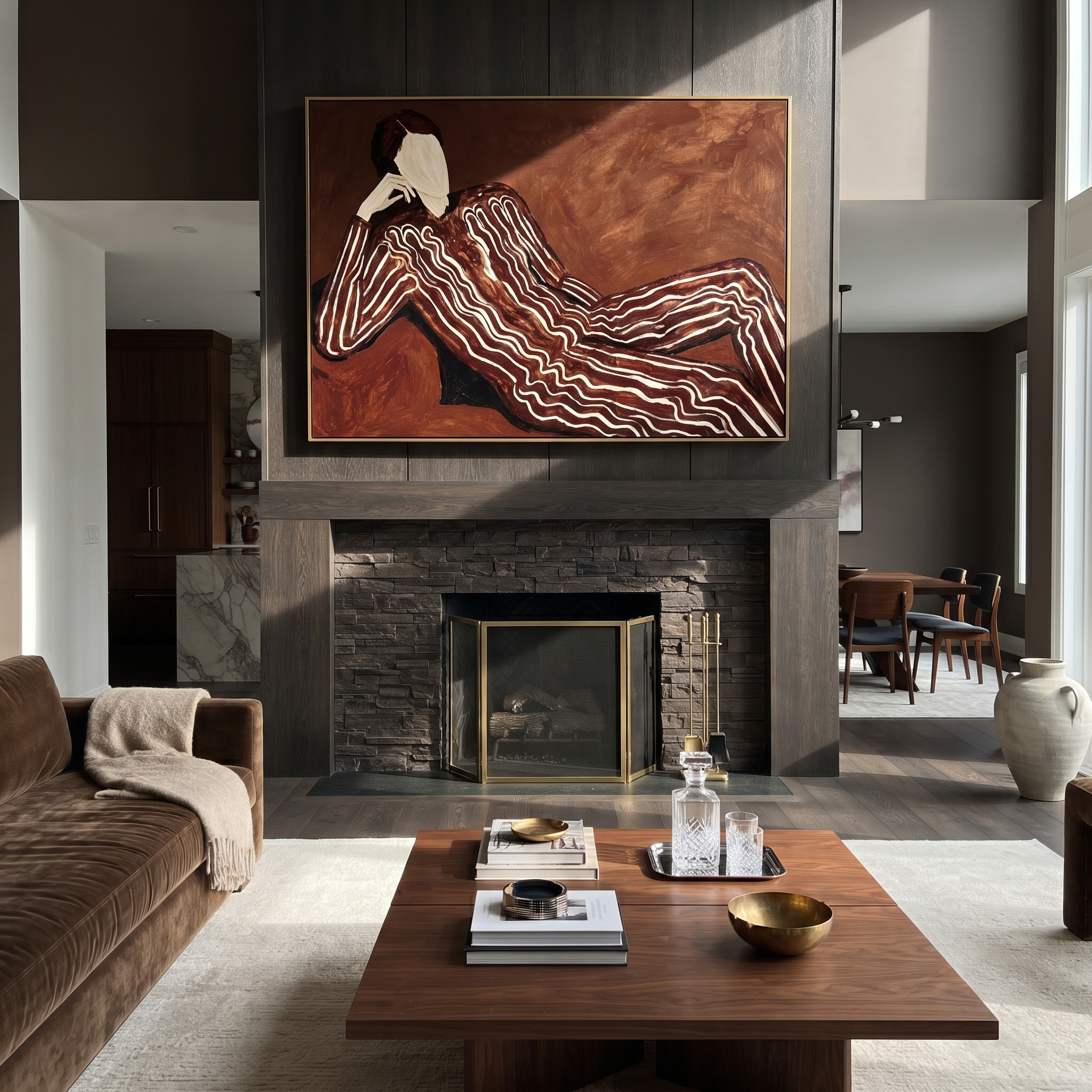 Brown Waves Rest Sideways presented above a contemporary console