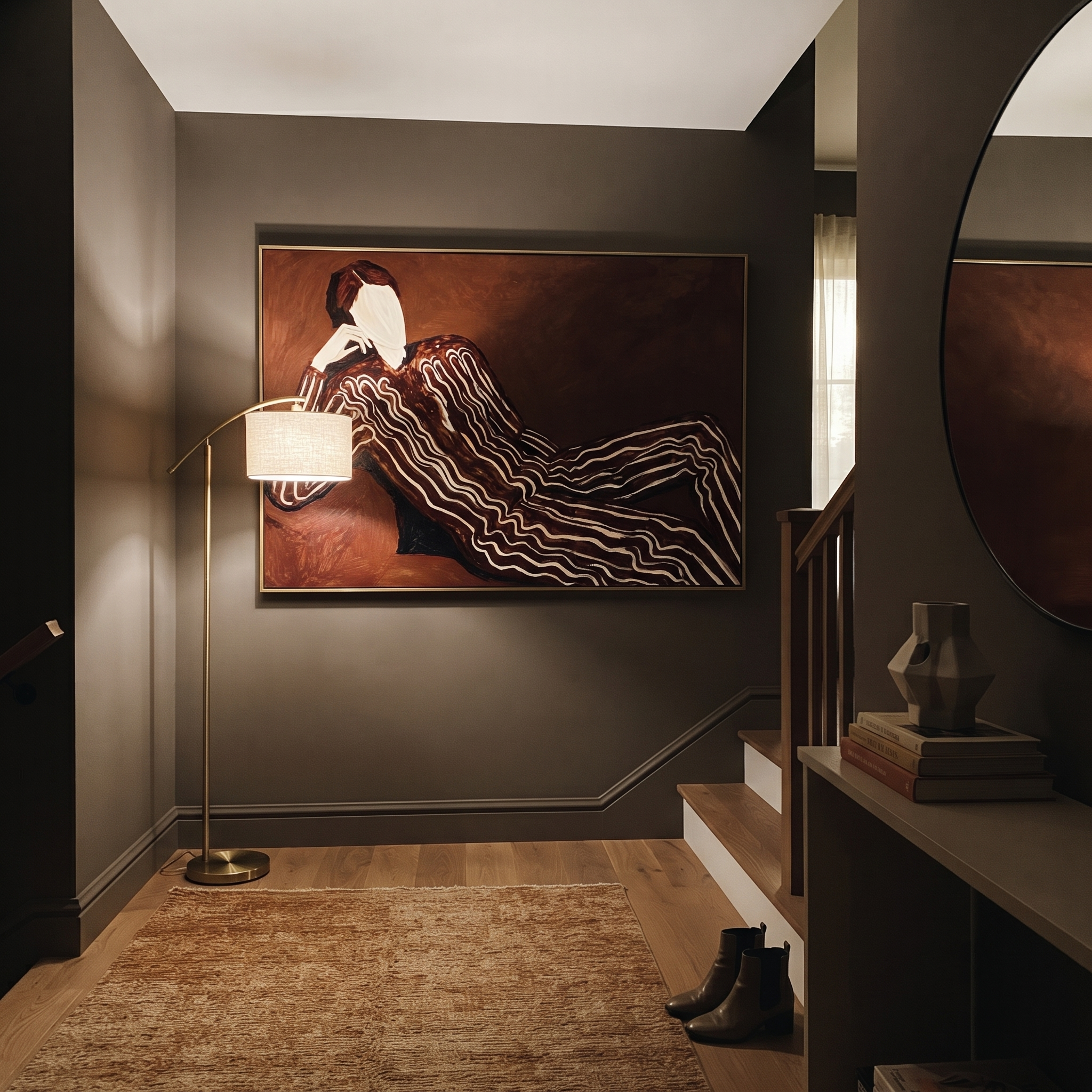 Brown Waves Rest Sideways displayed as a modern room focal point