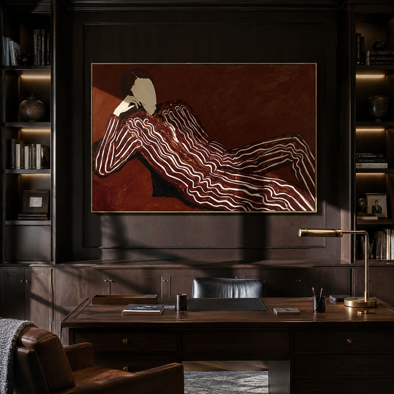 Brown Waves Rest Sideways styled in a layered residential interior