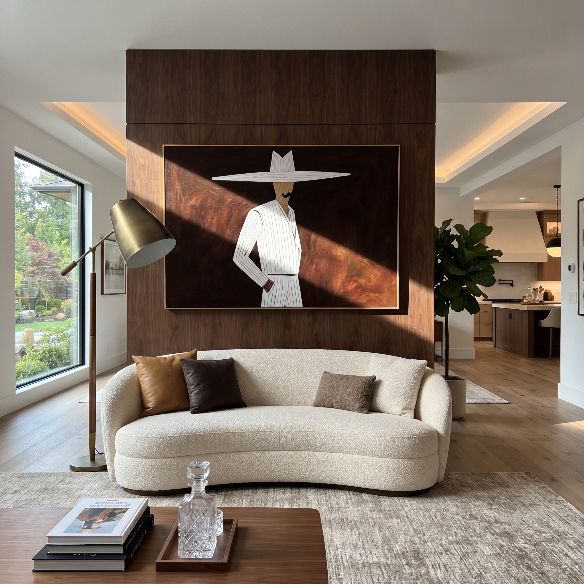 White Suit Cuts Umber displayed in a warm contemporary interior