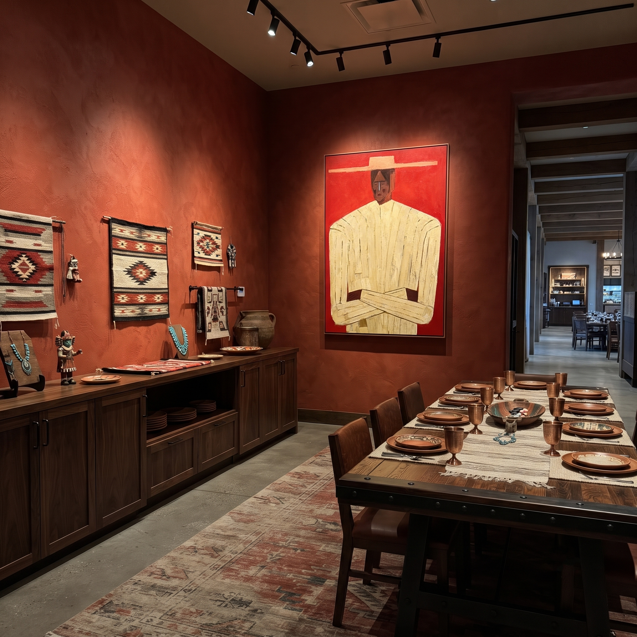 Cream Figure Meets Red styled in a layered residential interior