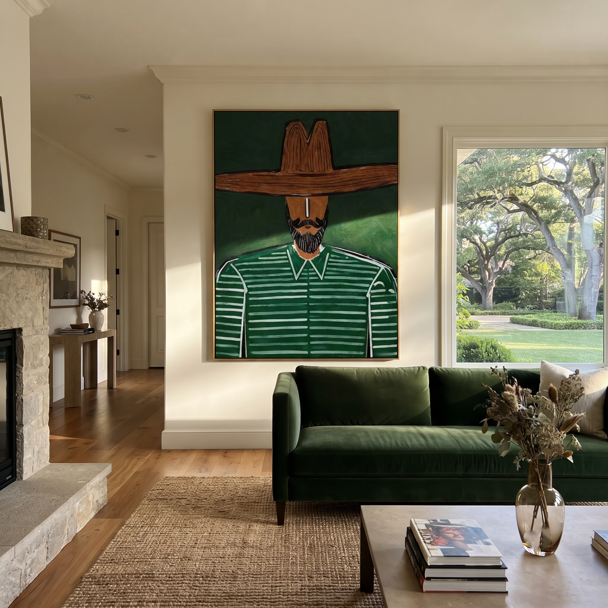 Green Stripes Hold Ground presented above a contemporary console